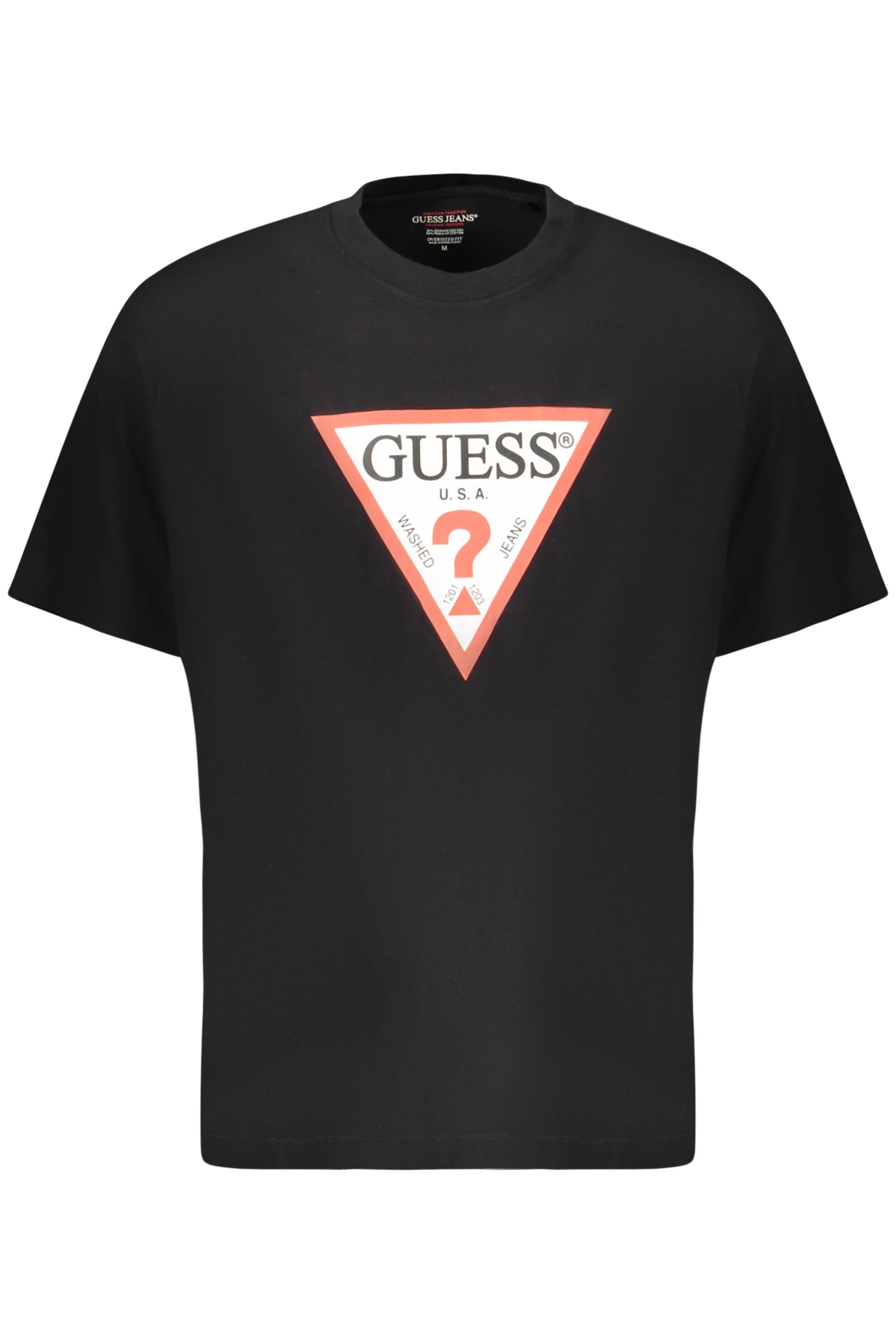 GUESS JEANS Herren T-Shirt – Kurzarm, aus Baumwolle Schwarz