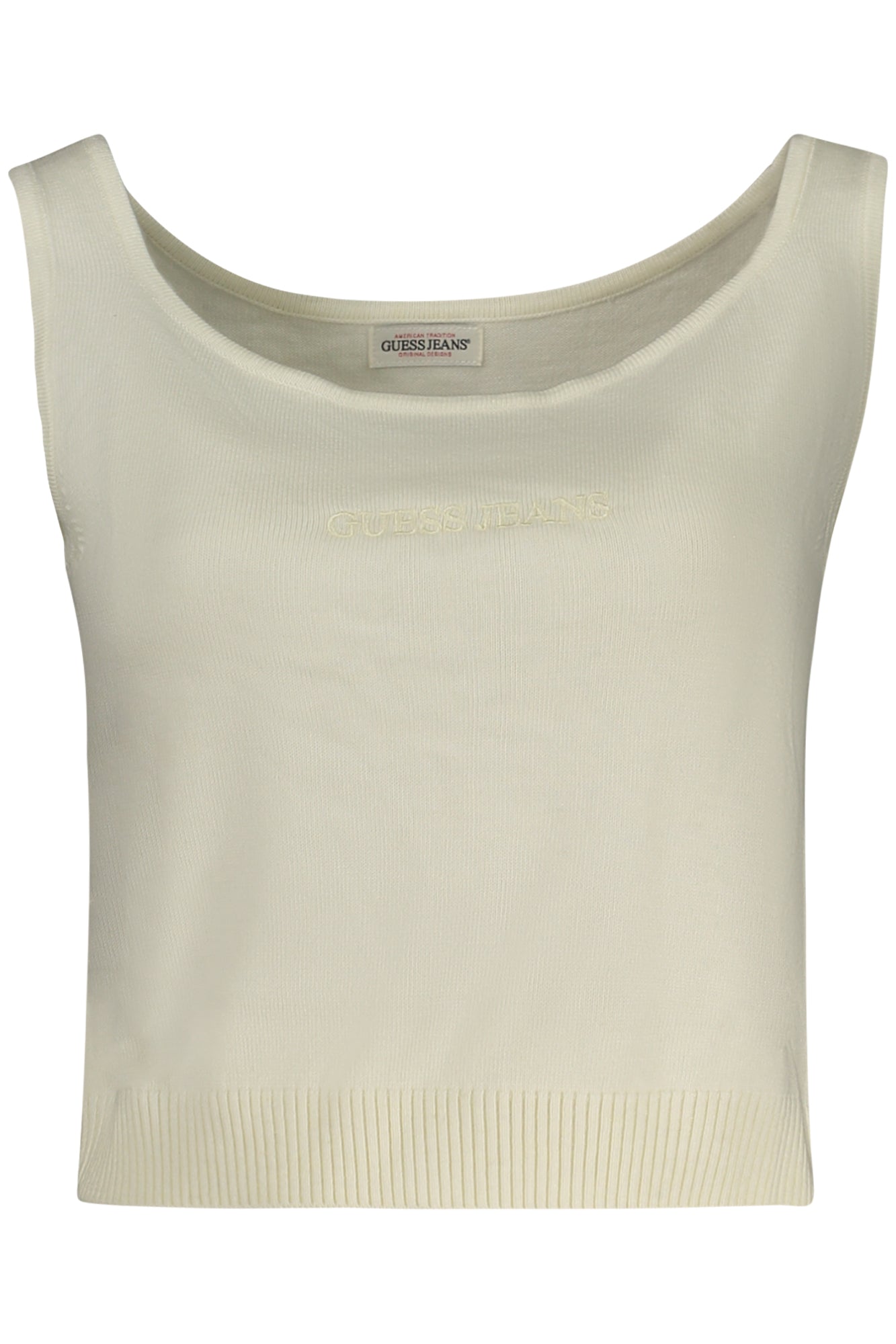 GUESS JEANS Top Damen Weiss – Stilvolles Tanktop mit Logo-Stickerei für Herbst/Winter Weiß