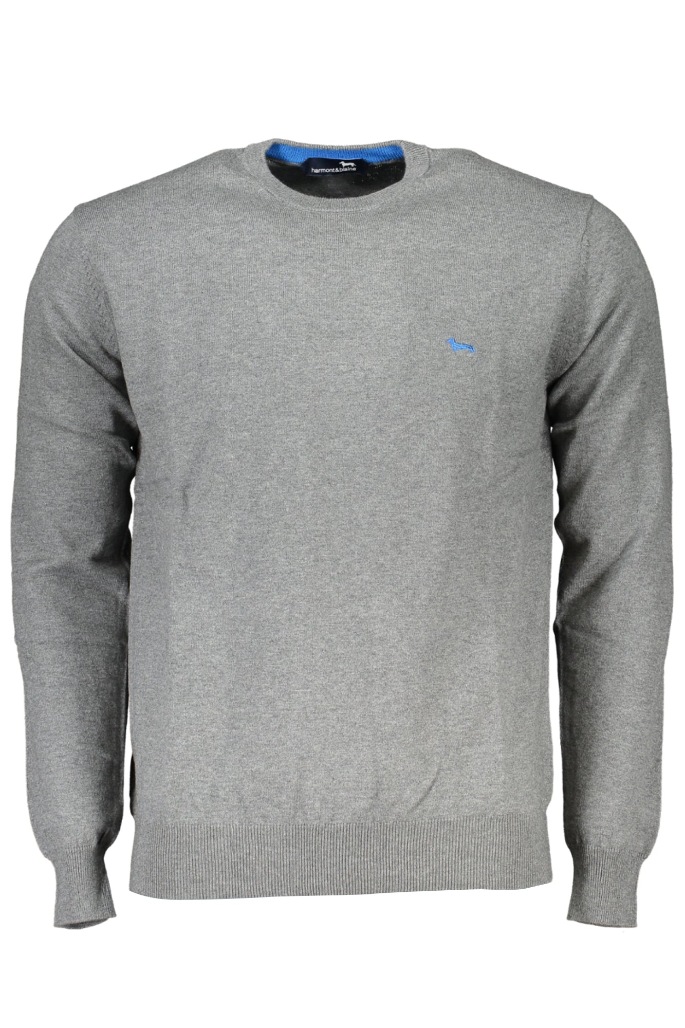 HARMONT & BLAINE Herrenpullover schwarz – Langärmliger Rundhals mit Logo-Stickerei Grau