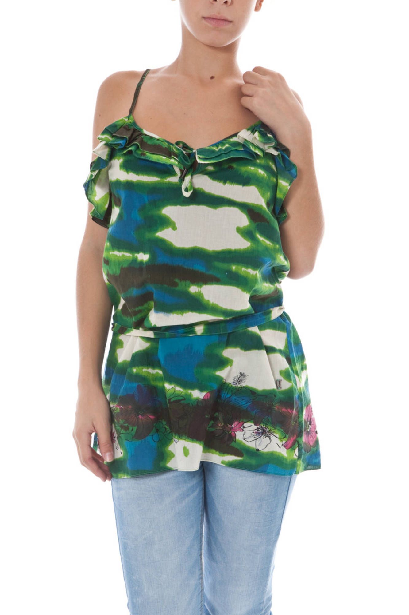 John Galliano Tanktop Damen – Grünes Baumwoll-Shirt für Frühjahr/Sommer Grün