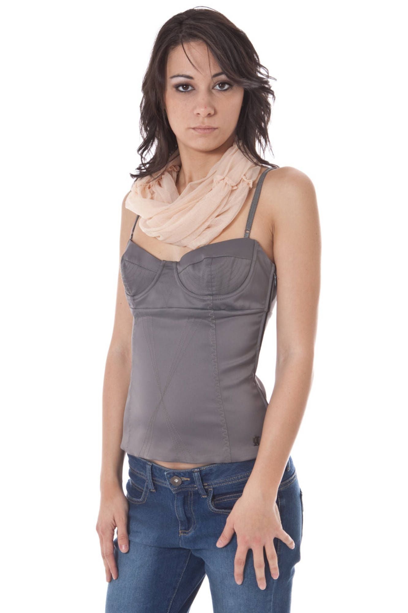 John Galliano Top Damen Grau – Verstellbare Träger & Seitlicher Reißverschluss | soulluna.de Grau