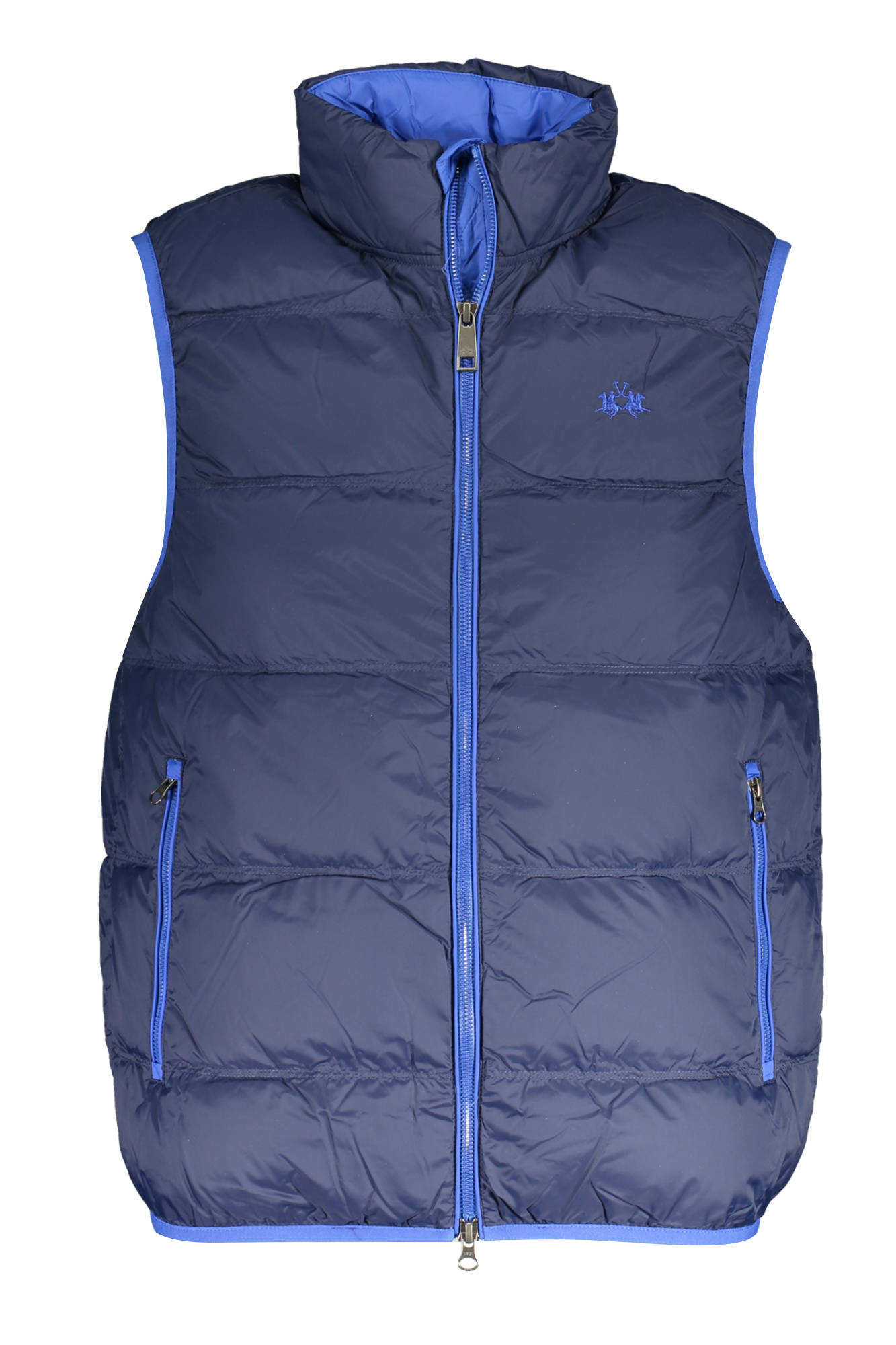 LA MARTINA Black Man Ärmellose Jacke Herren – Mit Kontrastdetails & Stickerei Blau