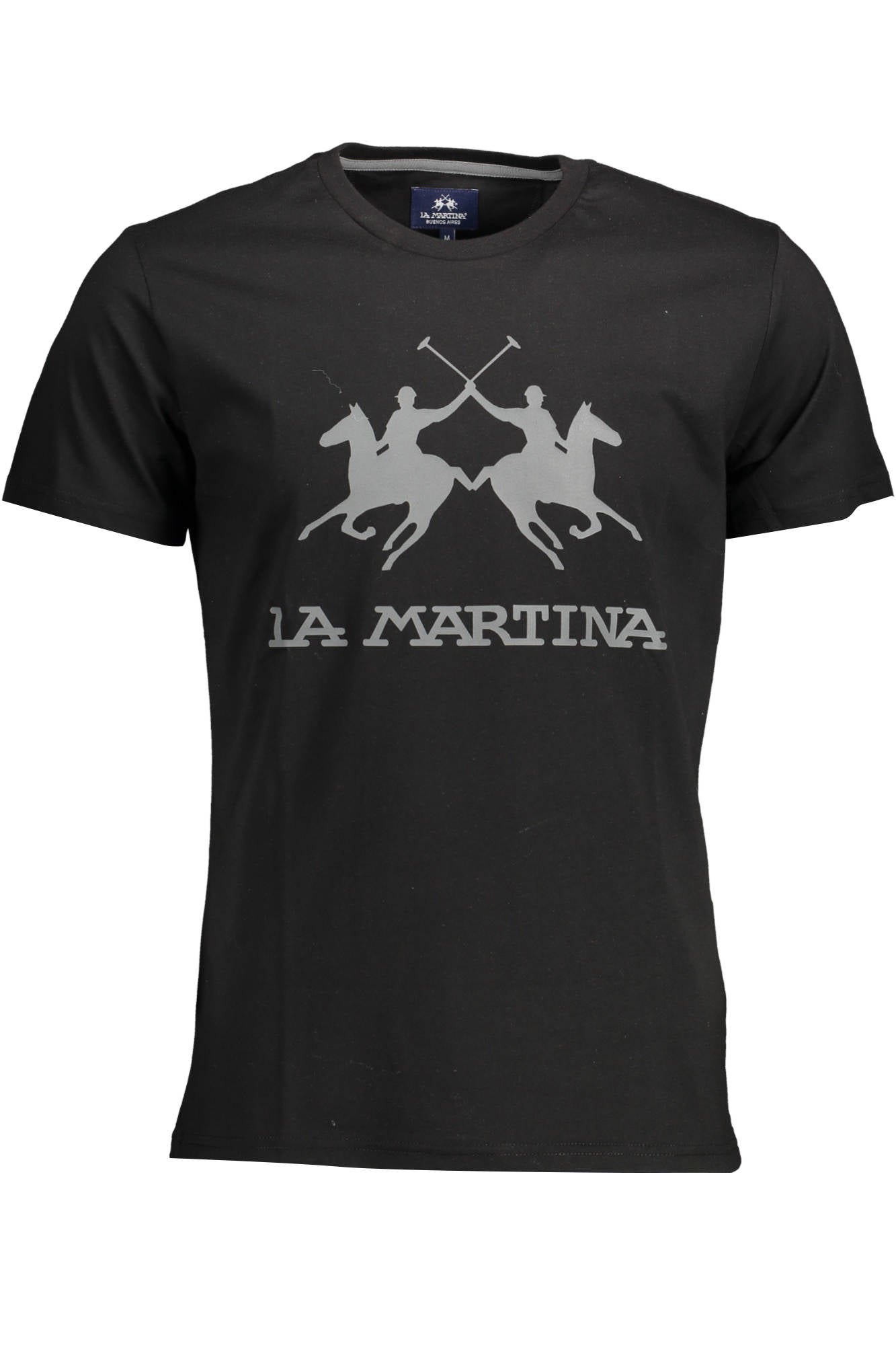 LA MARTINA Herren T-Shirt Kurzarm Schwarz – 100% Baumwolle für Sommer Schwarz
