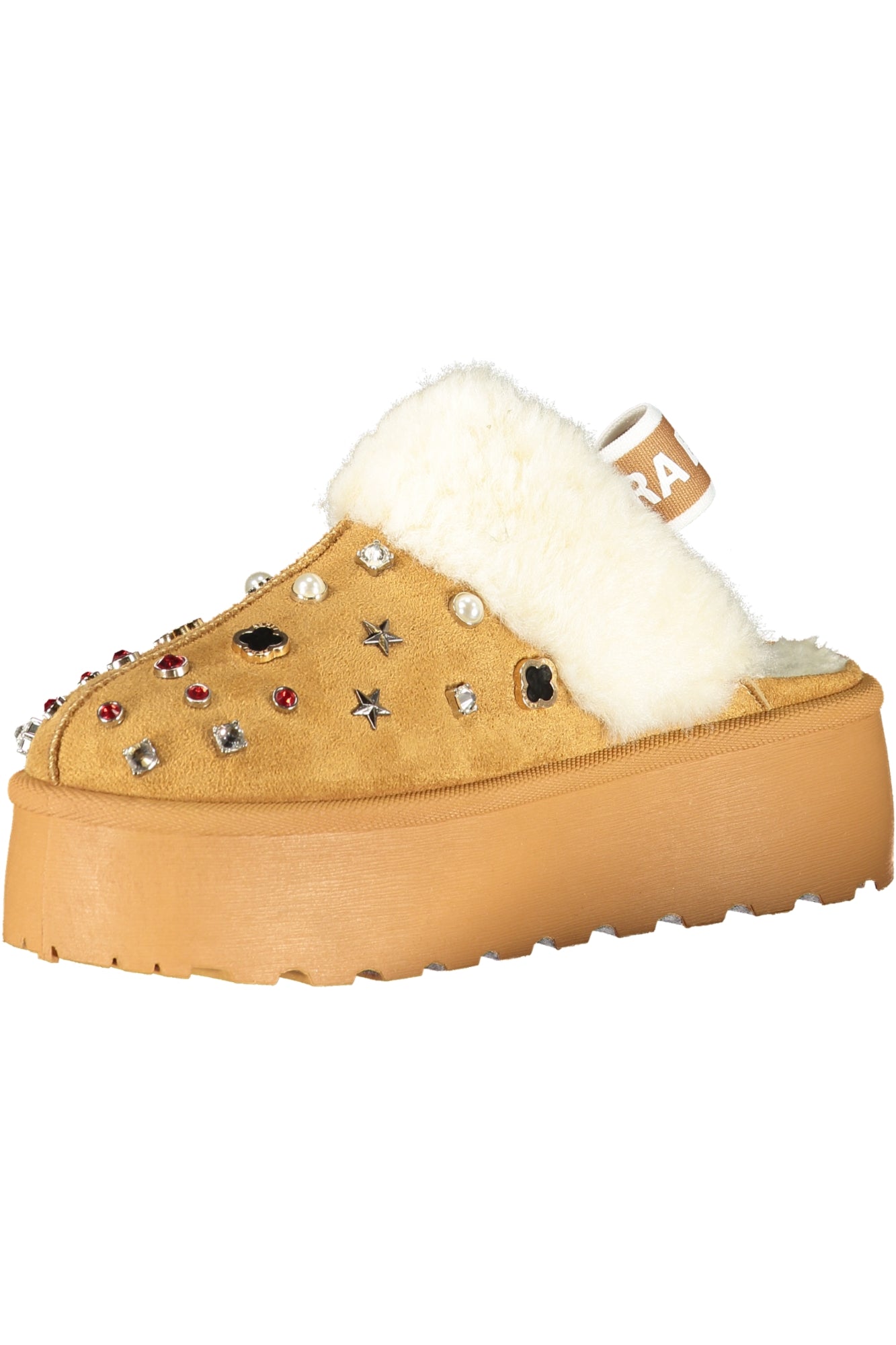 Laura Biagiotti Clogs Damen – Schwarze Winter-Clogs mit Pelz und Strass Braun