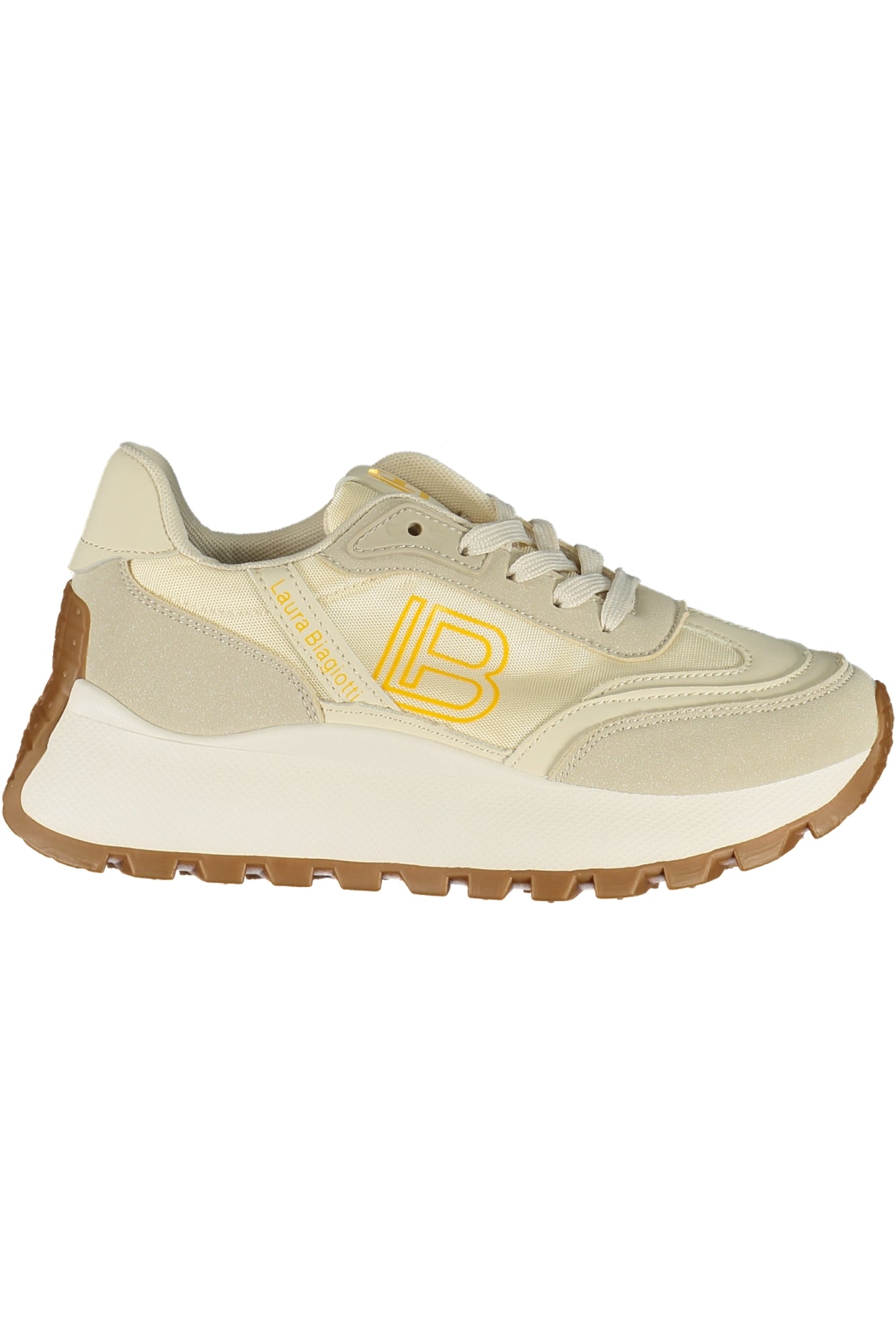 LAURA BIAGIOTTI Damen Sneaker – Sportschuh mit Schnürsenkeln Beige