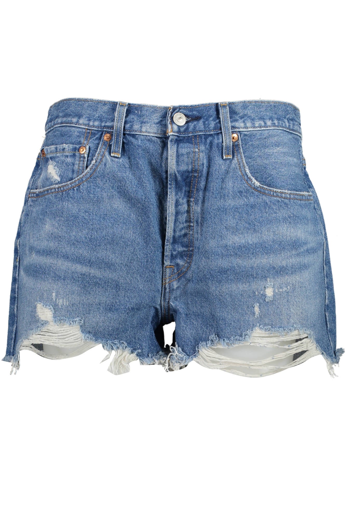 LEVI'S 501 Jeans Shorts Damen – Weiße Denim Shorts mit Used-Effekt | soulluna.de Blau