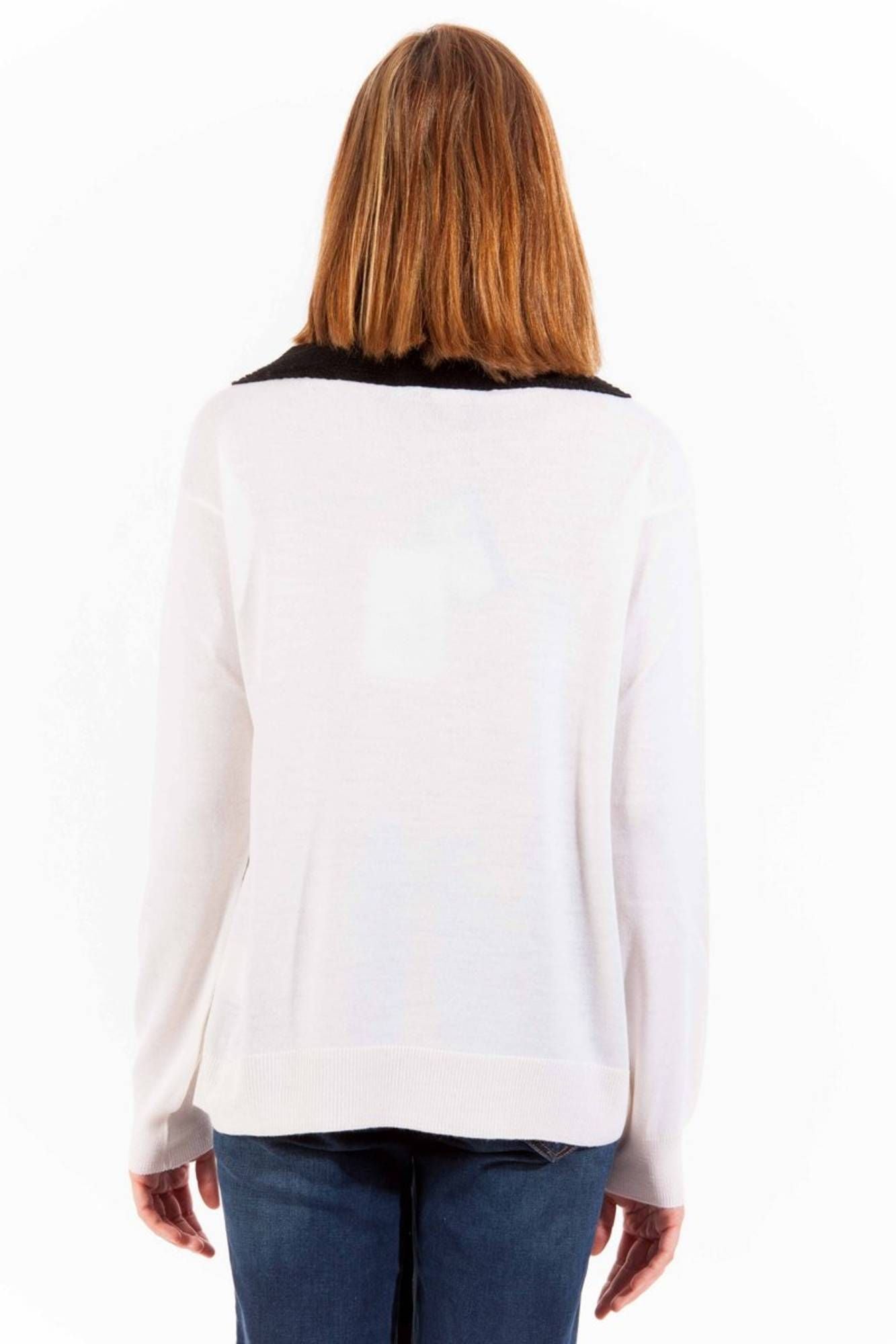 LOVE MOSCHINO Damen-Sweater weiß – Woll-Blend Pullover für Herbst/Winter Weiß