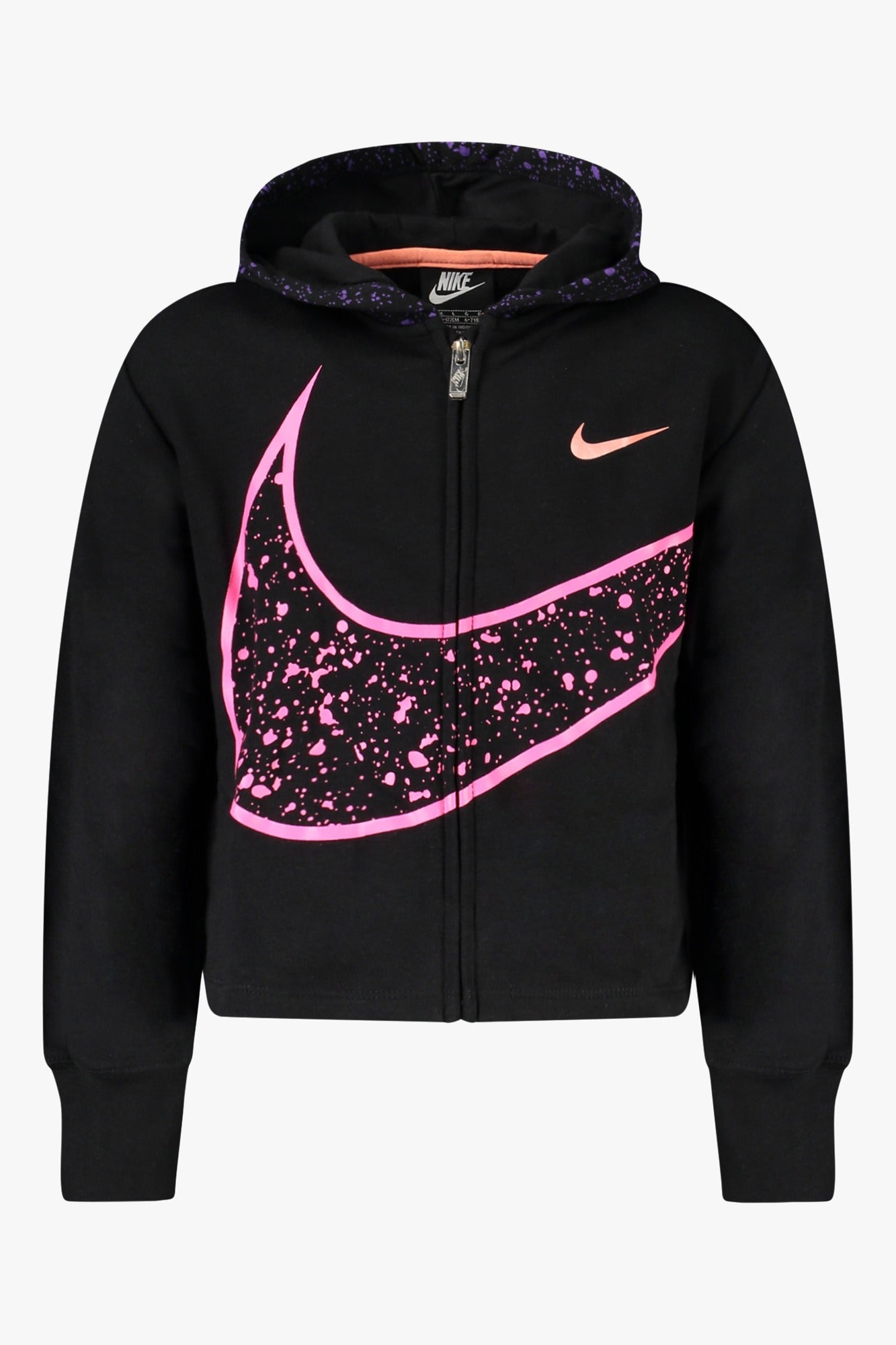 Nike Kapuzensweatshirt Mädchen – Langärmelig mit Reißverschluss für Herbst/Winter Schwarz
