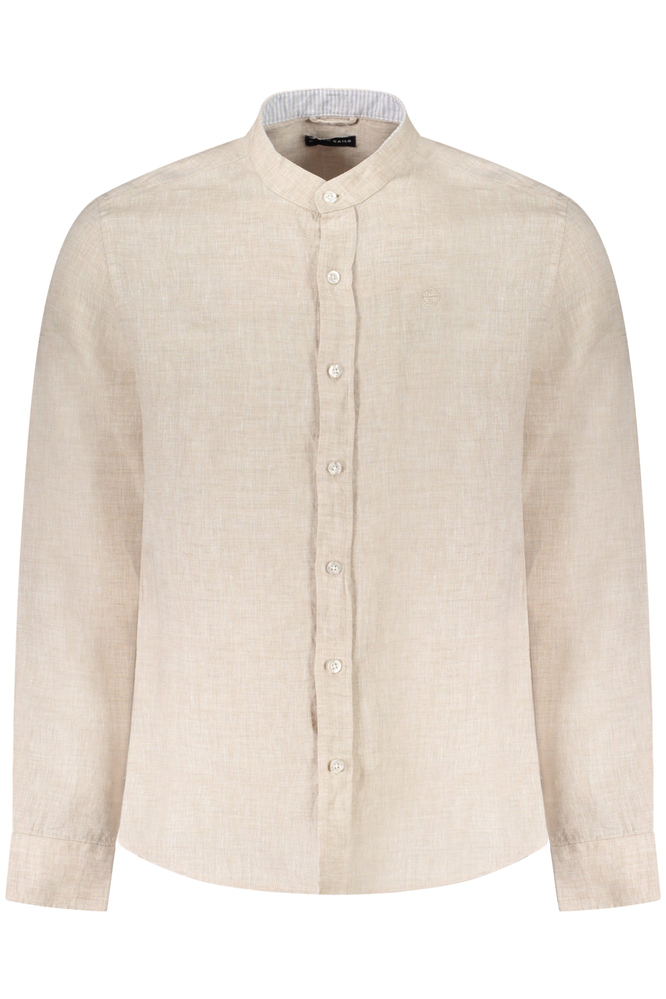 NORTH SAILS Langarmshirt Herren Weiss – Koreanischer Kragen aus 100% Lino Beige