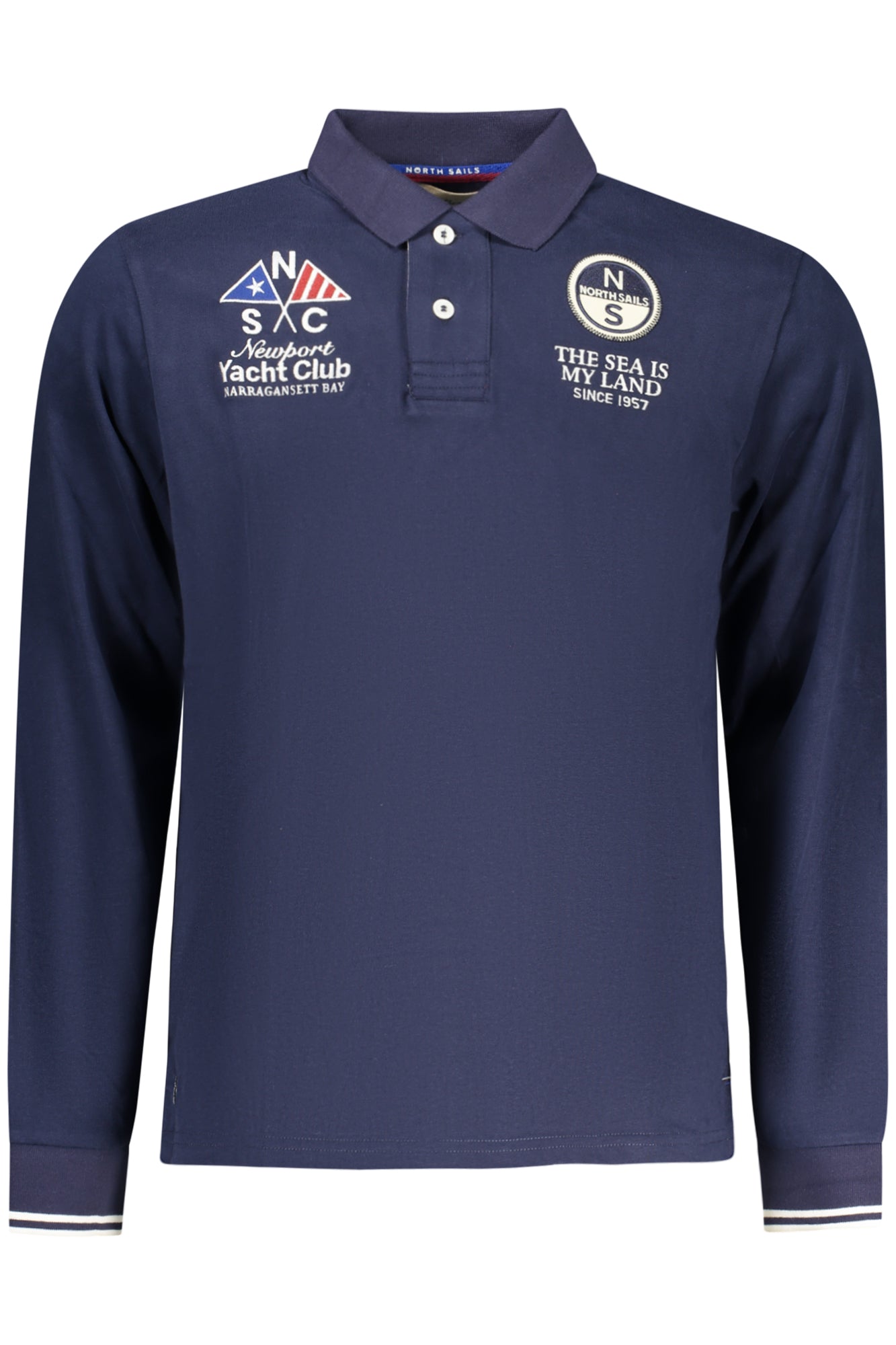 NORTH SAILS Poloshirt Herren Langarm – Ocean Positive Design aus 100% Baumwolle Blau