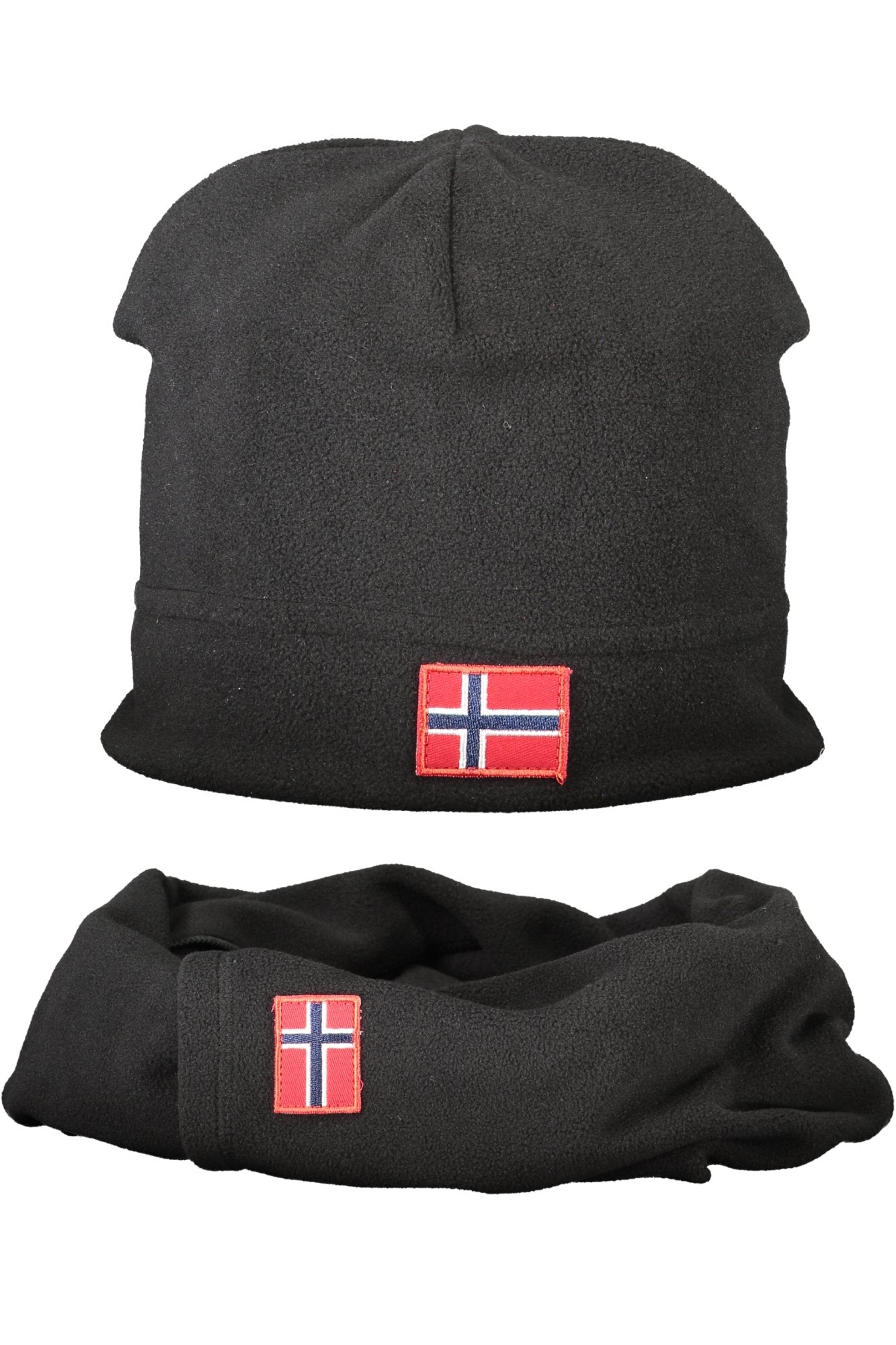 NORWAY 1963 Fleece-Mütze Herren – Warme Wintermütze mit Logo-Applikation Schwarz