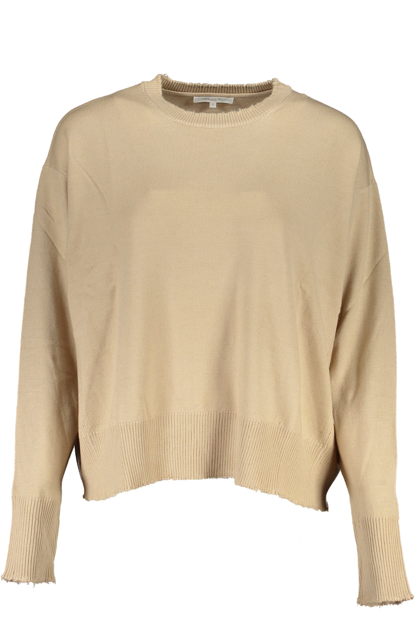 PATRIZIA PEPE Beiger Damenpullover – Langärmelig mit Kontrastdetails für Herbst/Winter Beige