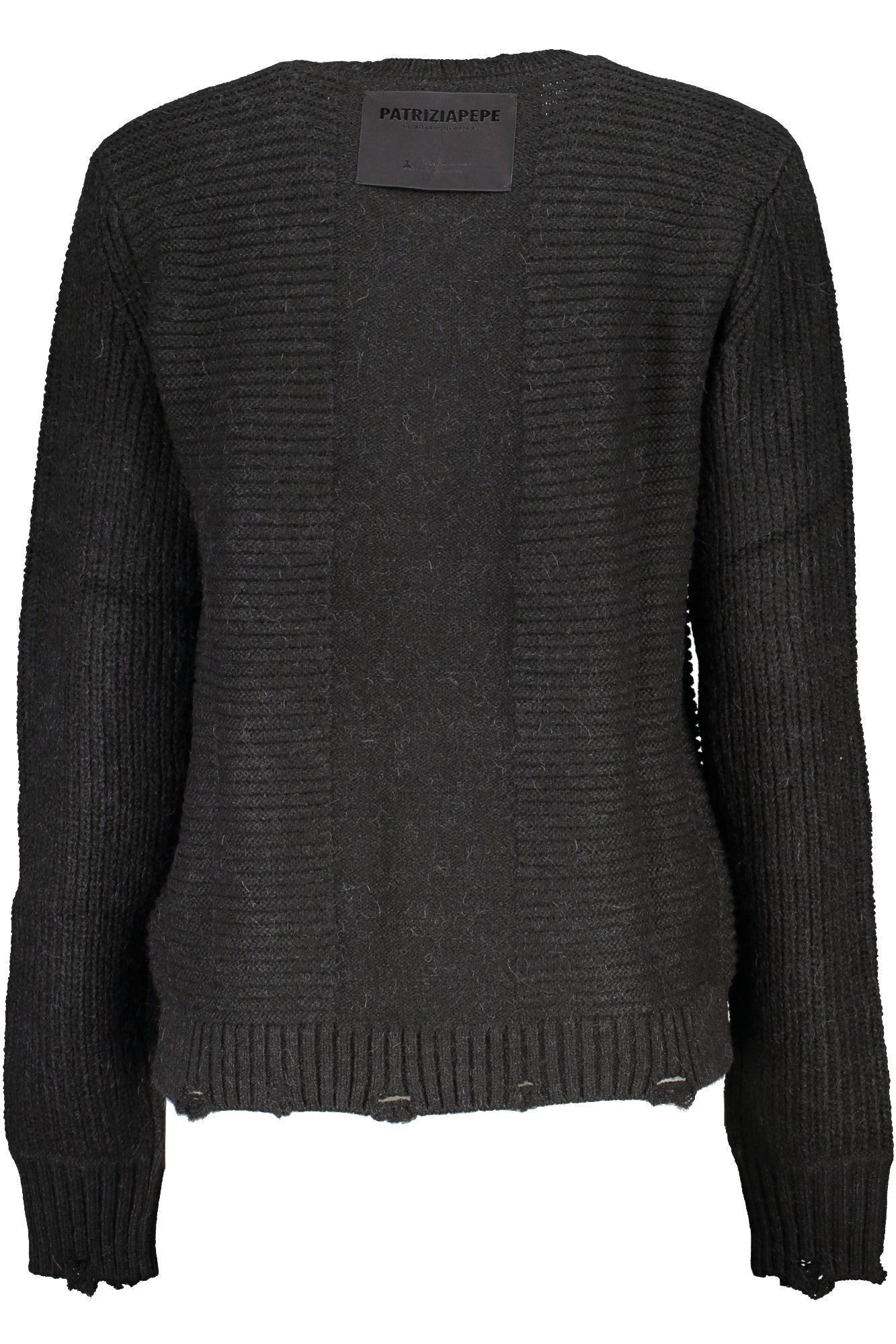 PATRIZIA PEPE Pullover Damen – Schwarzer Rundhals mit Kontrastdetails für Herbst/Winter Schwarz