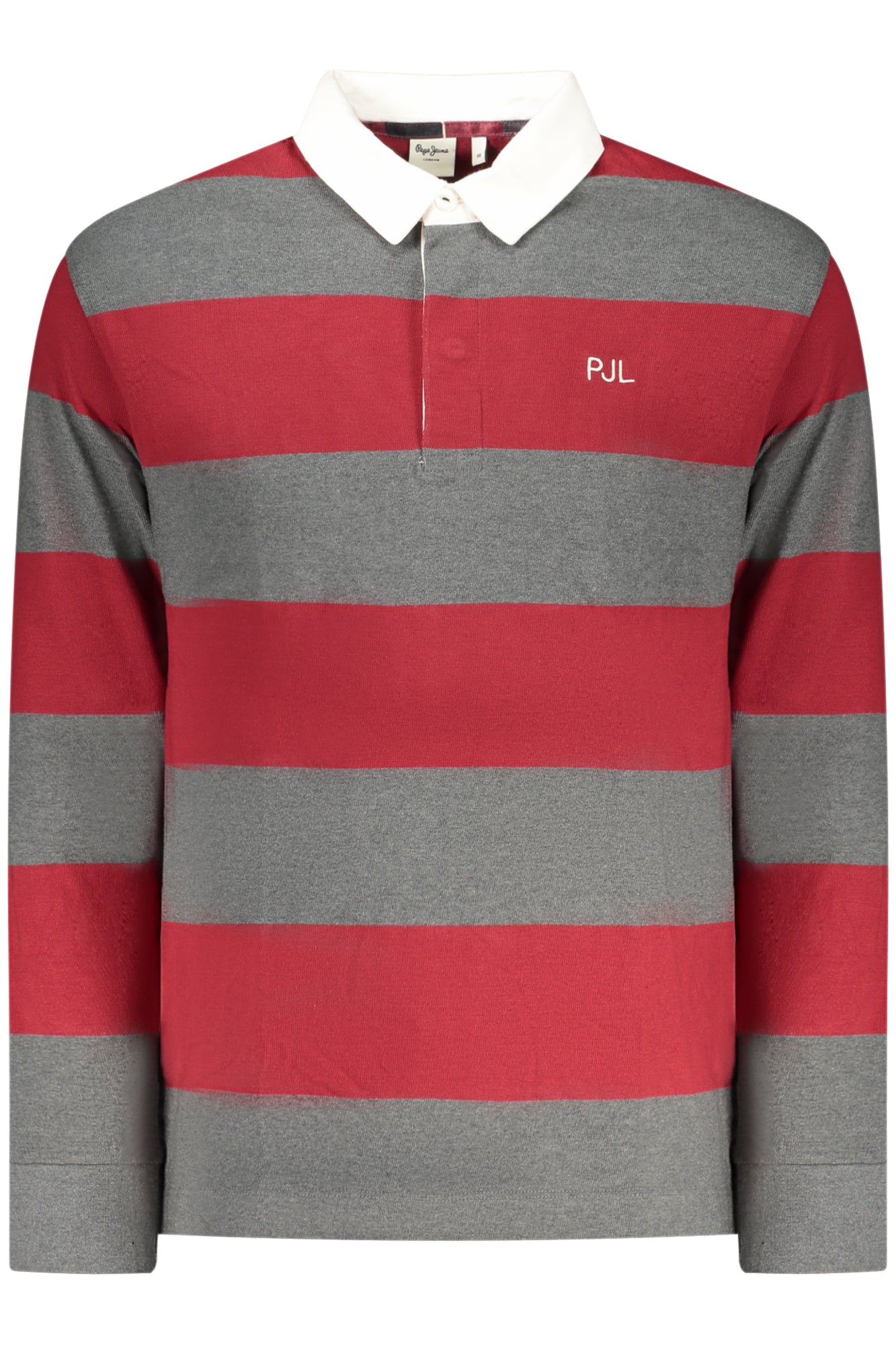 Pepe Jeans Poloshirt Herren mit langen Ärmeln – Rot, gestreift, 100% Baumwolle Rot