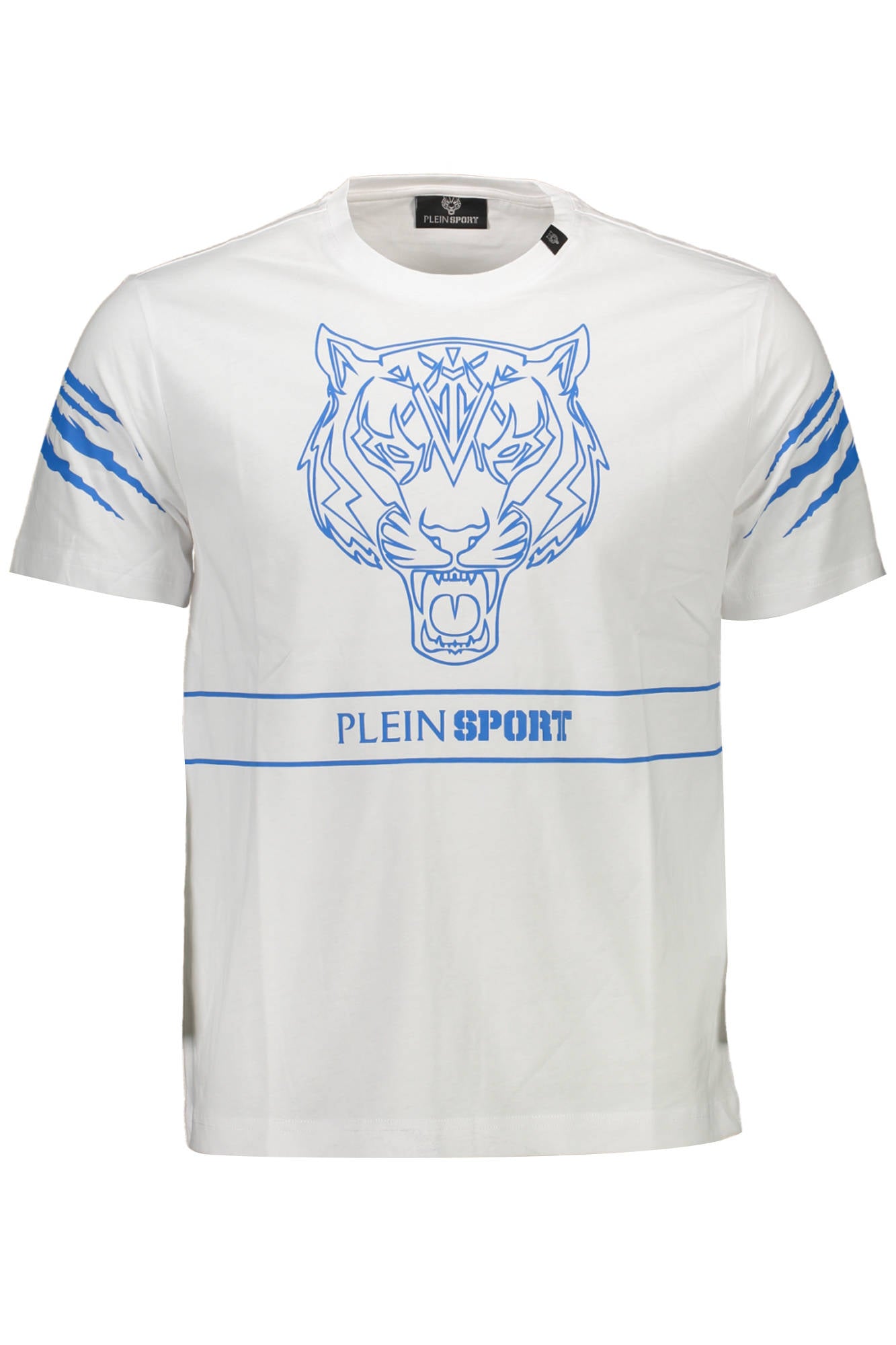 PLEIN SPORT Kurzarm-T-Shirt Herren Weiss – Kontrastierende Details & Logo-Druck Weiß