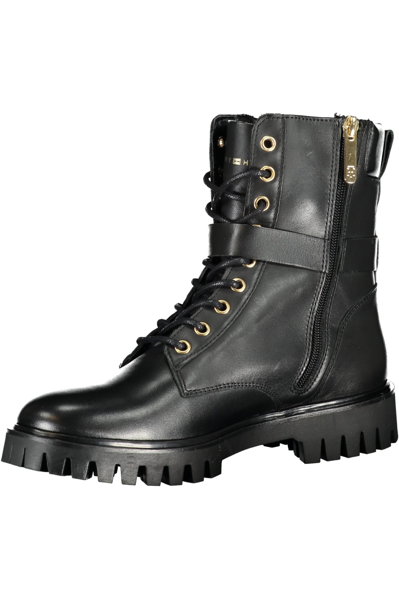 Tommy Hilfiger Stiefeletten Damen – Schwarzer Schuhstiefel mit Schnürung Schwarz
