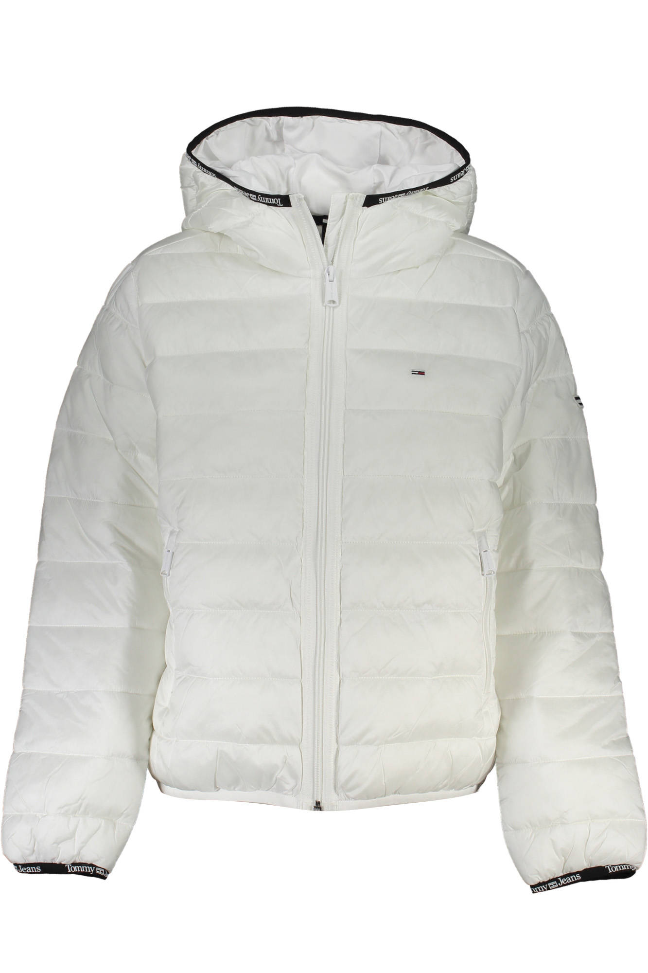 TOMMY HILFIGER Damen Jacke – mit Kapuze, mit Taschen Weiß