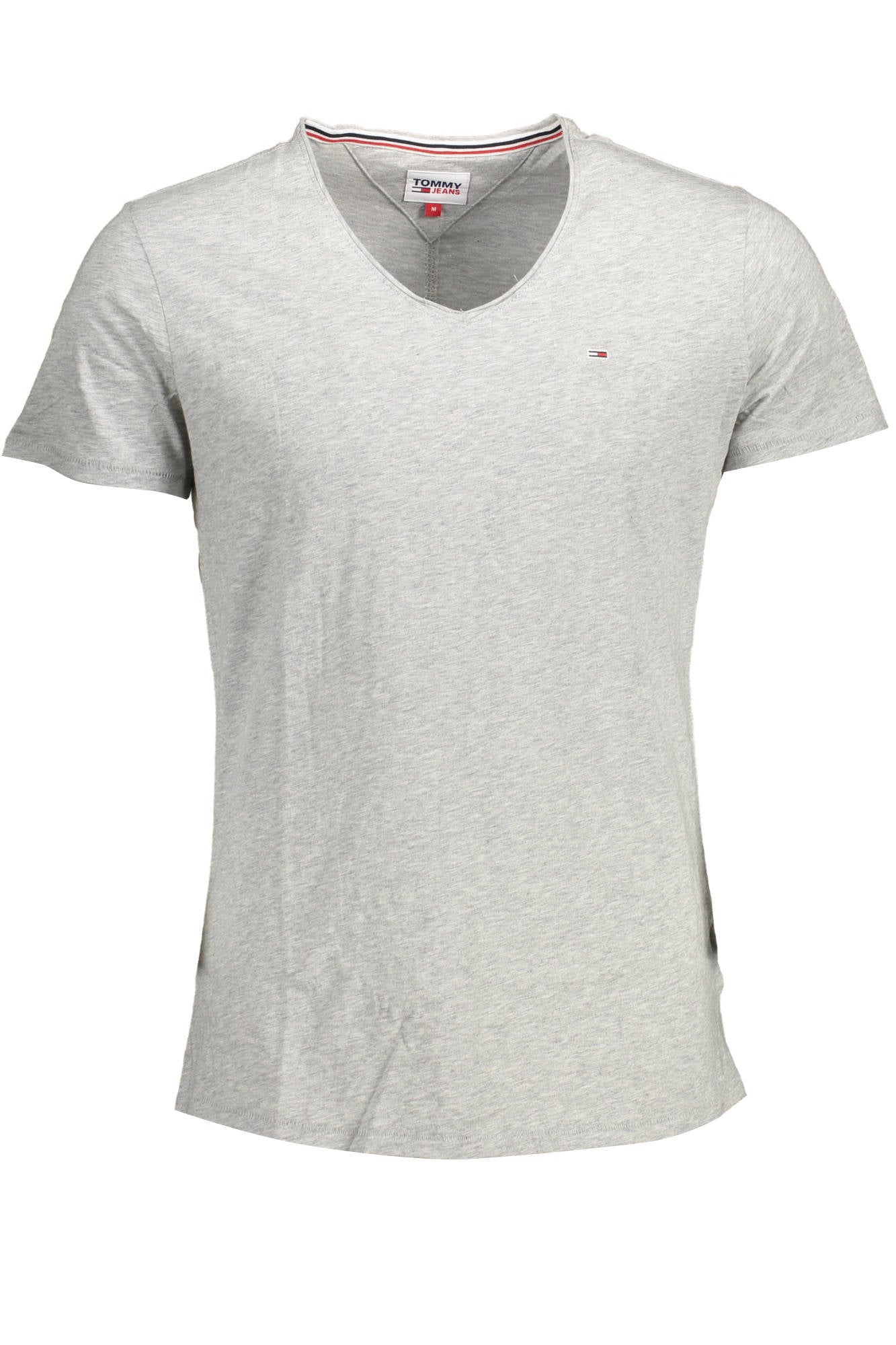Tommy Hilfiger T-Shirt Herren – Graues V-Ausschnitt Shirt mit Logo-Stickerei Grau