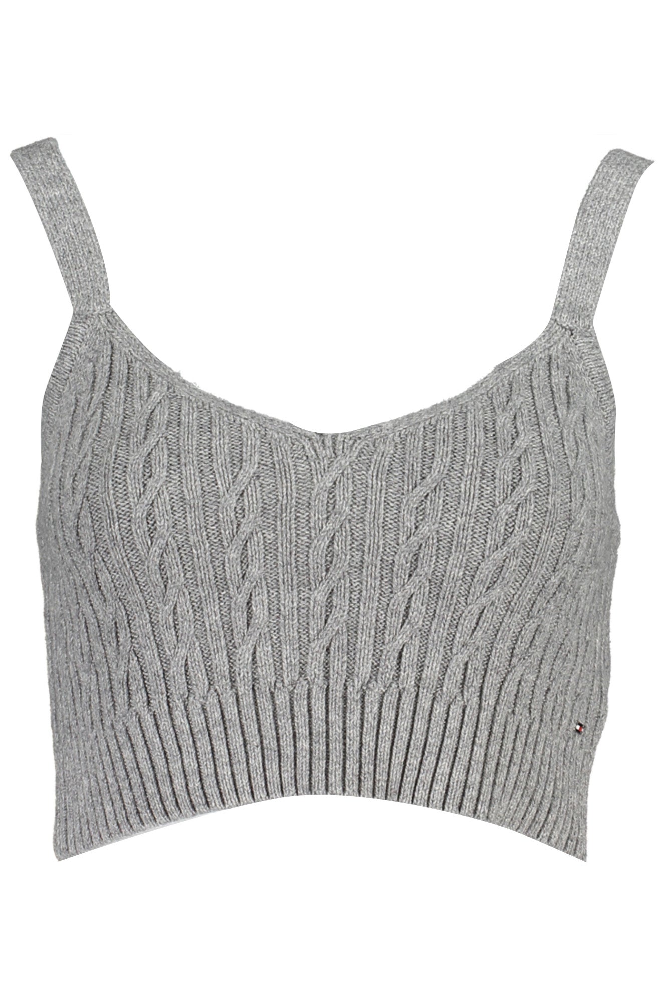 Tommy Hilfiger Damentop Grau – V-Ausschnitt mit Logo-Applikation für Damen Grau
