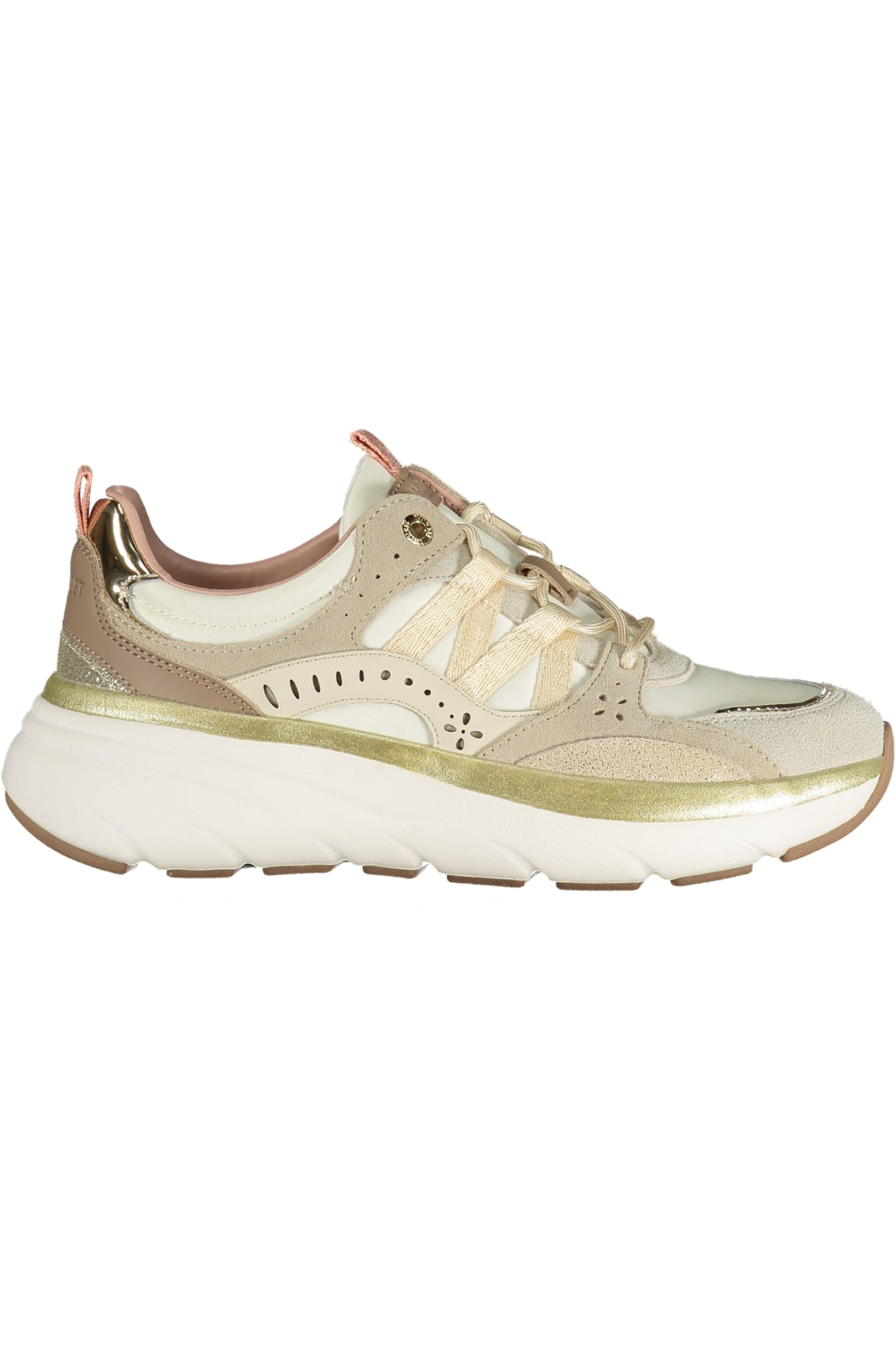 TWINSET Damen-Sportschuhe Beige – Elegante Sneaker mit gold-rosafarbenen Details | soulluna.de Beige
