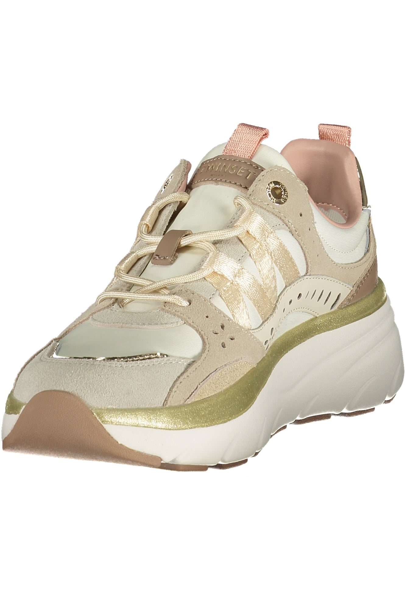 TWINSET Damen-Sportschuhe Beige – Elegante Sneaker mit gold-rosafarbenen Details | soulluna.de Beige