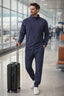 US GRAND Herren Premium Fleece Set – Sweatshirt mit Zip & Komforthose in Navy