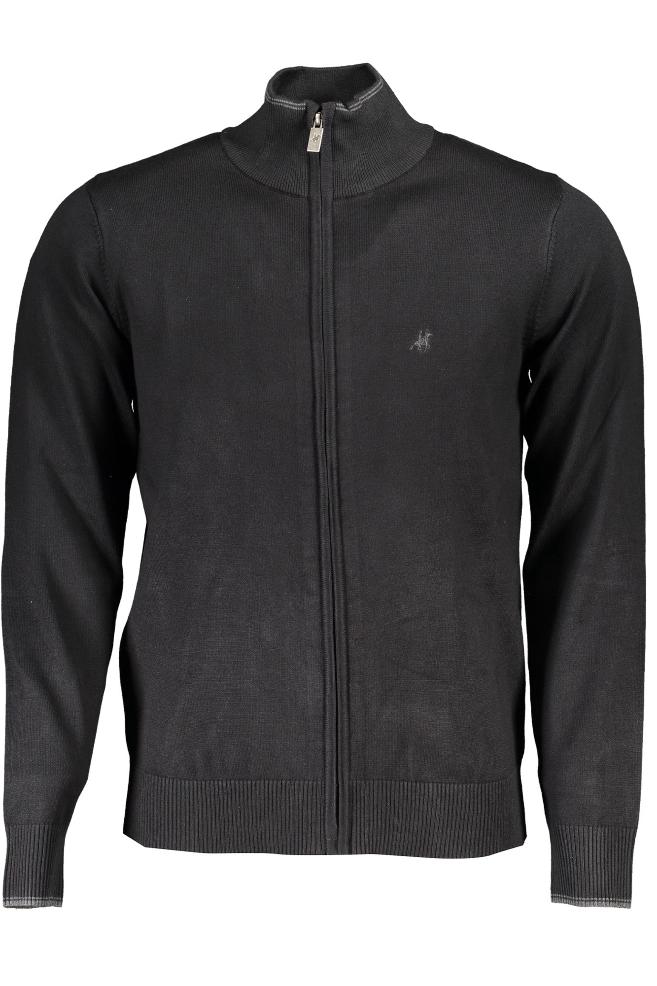 U.S. GRAND Cardigan Herren Schwarz – Strickjacke mit Reißverschluss & Logo-Stickerei Schwarz
