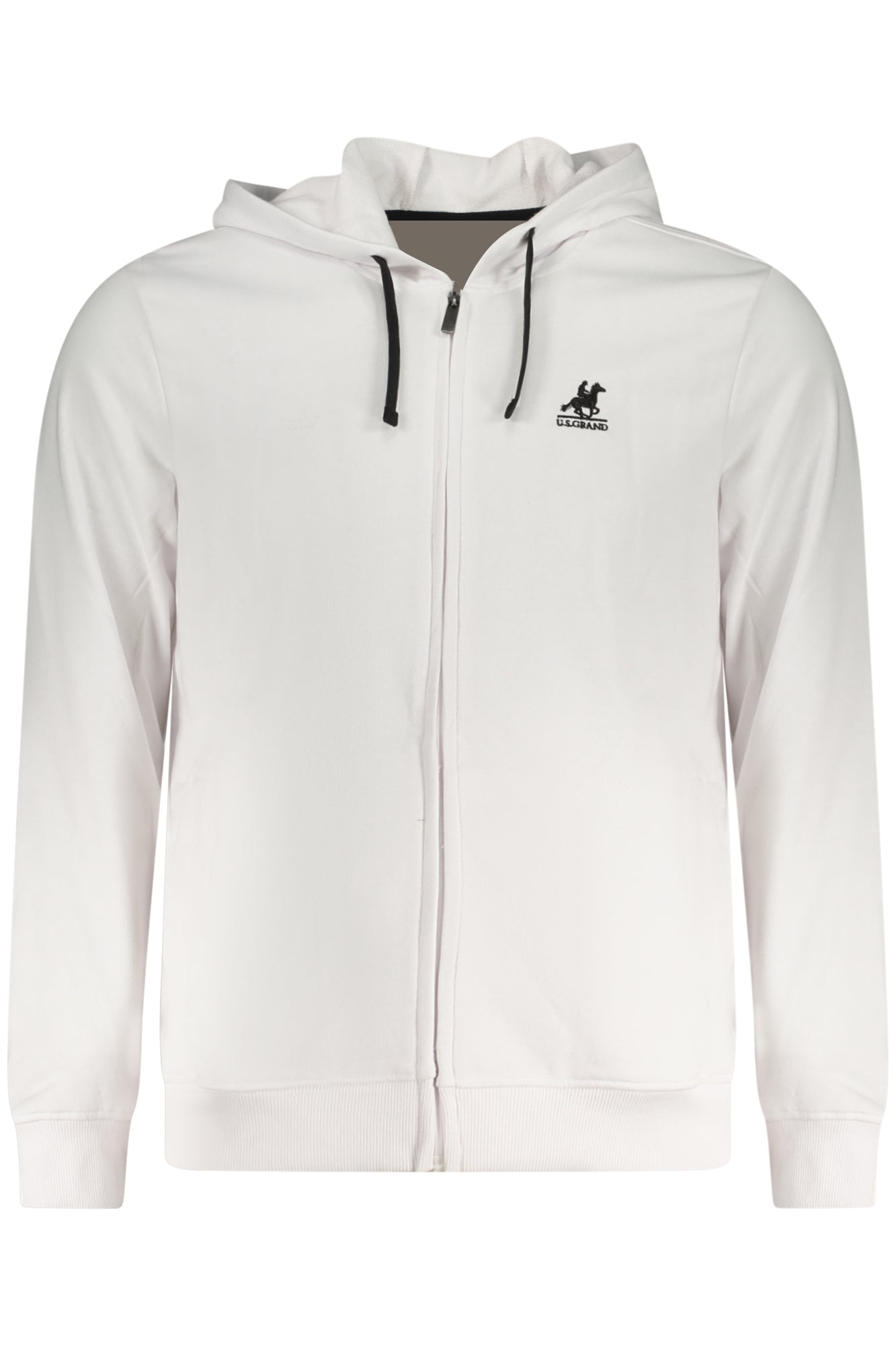 U.S. GRAND Herren-Sweatshirt mit Reißverschluss – Kapuze, 2 Taschen – Grün Weiß