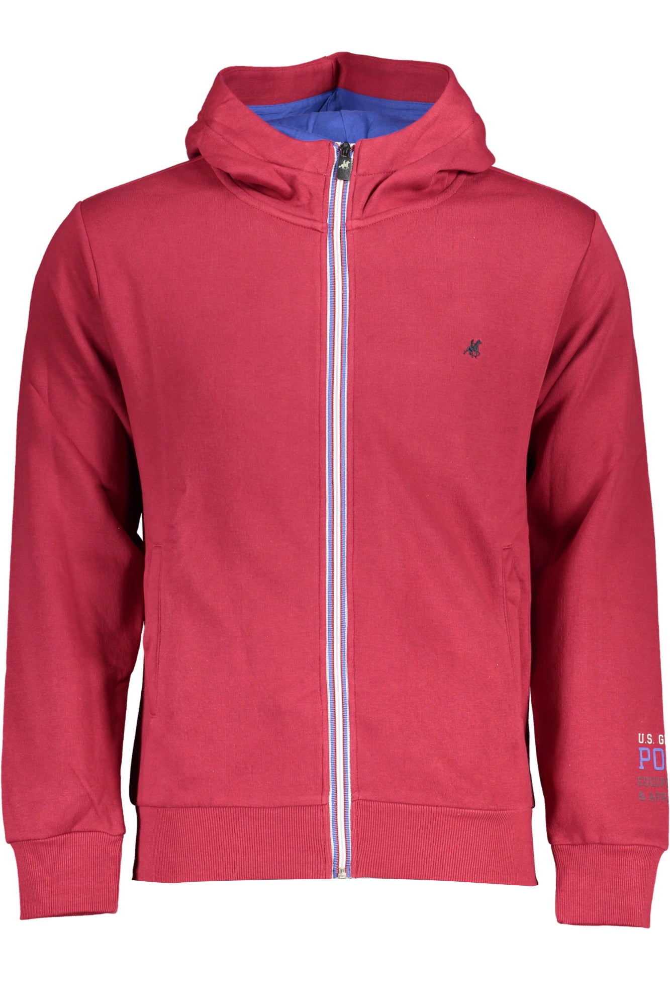 US GRAND Herren-Sweatshirt mit Reißverschluss, blau Rot