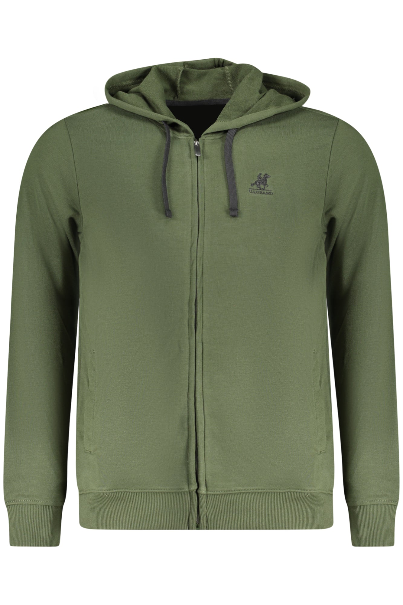U.S. GRAND Herren-Sweatshirt mit Reißverschluss – Kapuze, 2 Taschen – Grün Grün
