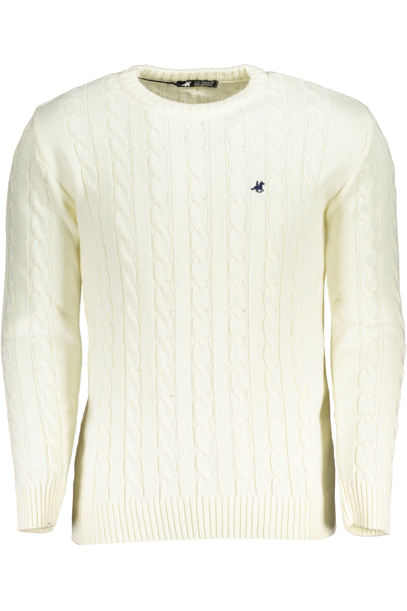 U.S. GRAND Pullover Herren – Langärmliger Jersey aus Italien für Herbst/Winter Weiß
