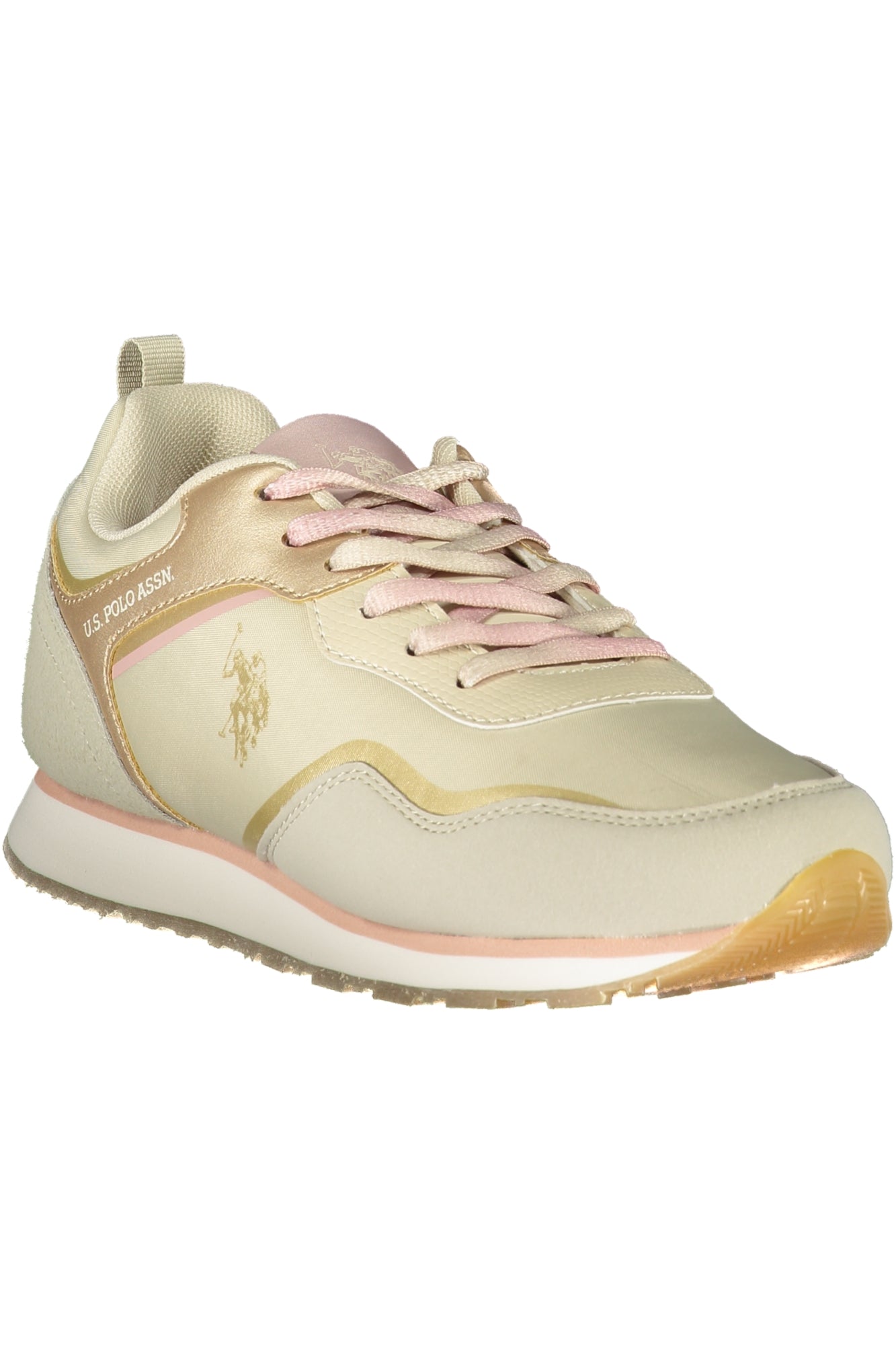 U.S. POLO ASSN. Rosa Sneaker Damen – Sportlicher Freizeitschuh mit Kontrastdetails Beige