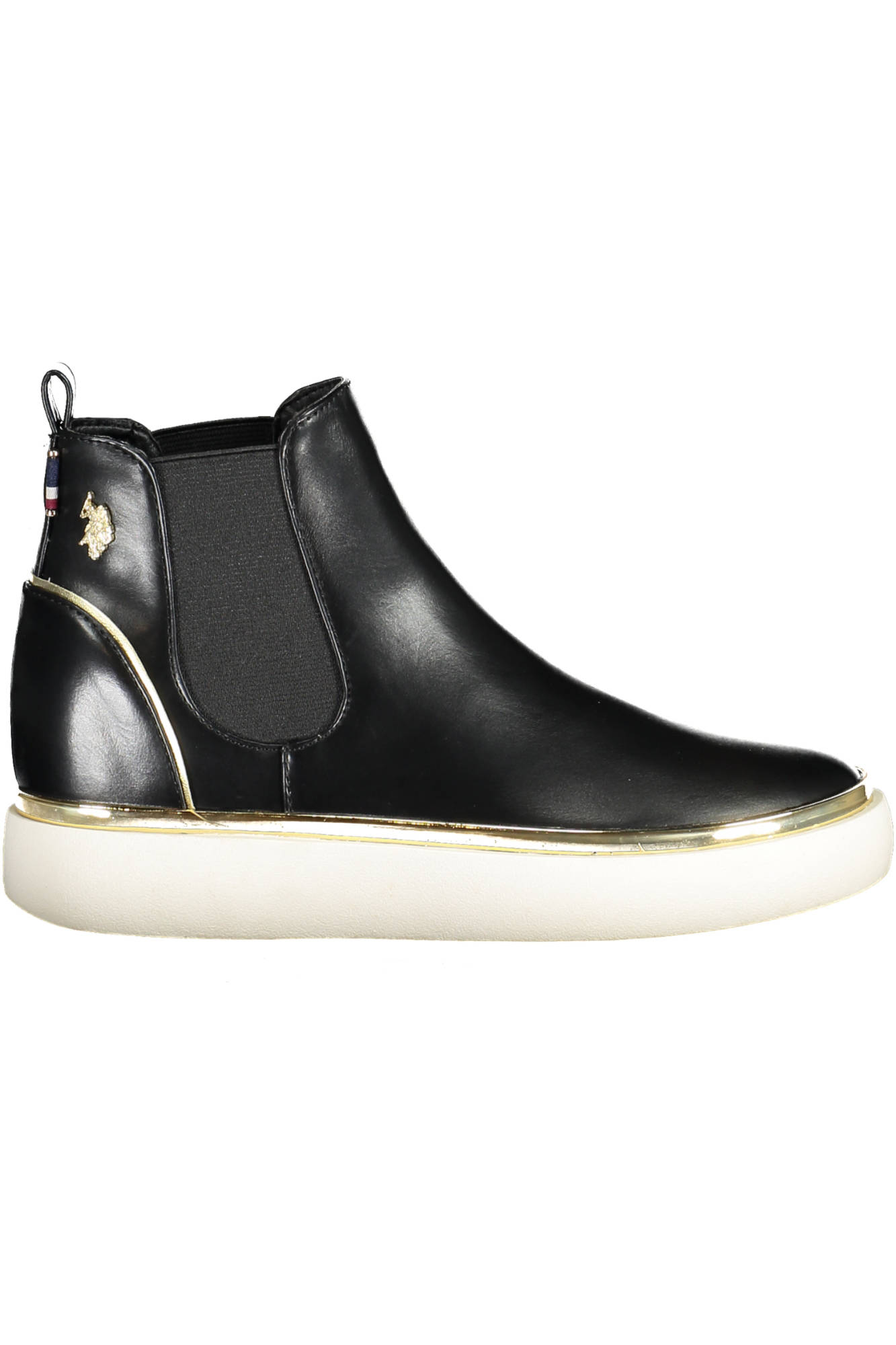U.S. POLO BEST PRICE Stiefeletten Damen Schwarz – Niedriger Stiefel mit Gummiband Schwarz