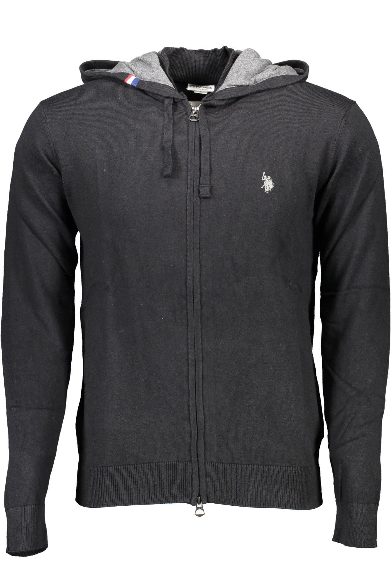 U.S. POLO Cardigan Herren Schwarz – Kapuzen-Cardigan mit Reißverschluss für Herbst/Winter Schwarz