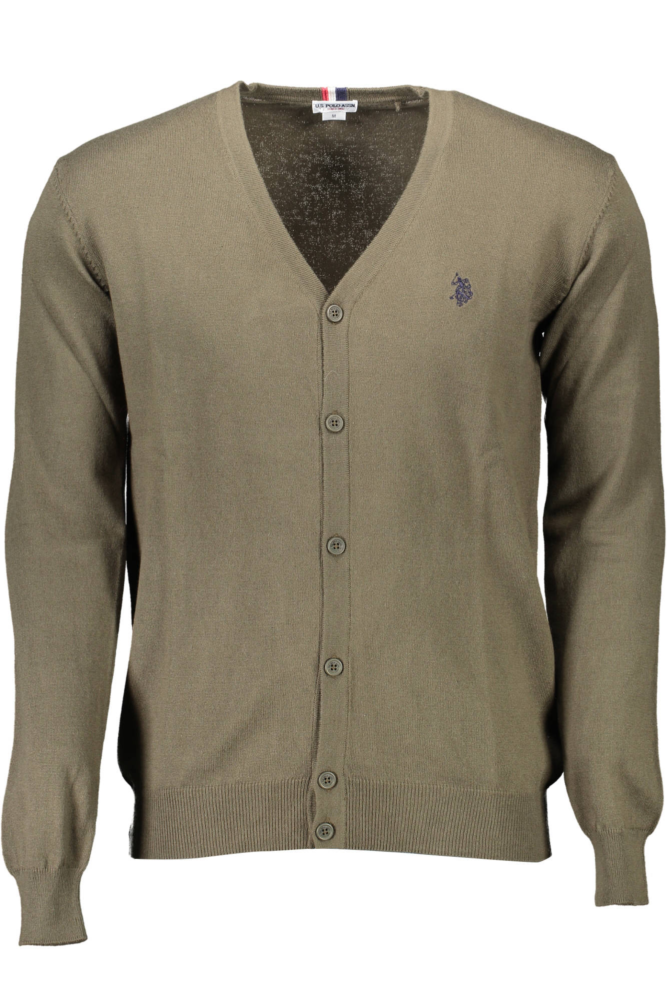 U.S. POLO Cardigan Herren – V-Ausschnitt aus Baumwolle-Kaschmir für Herbst/Winter Grün