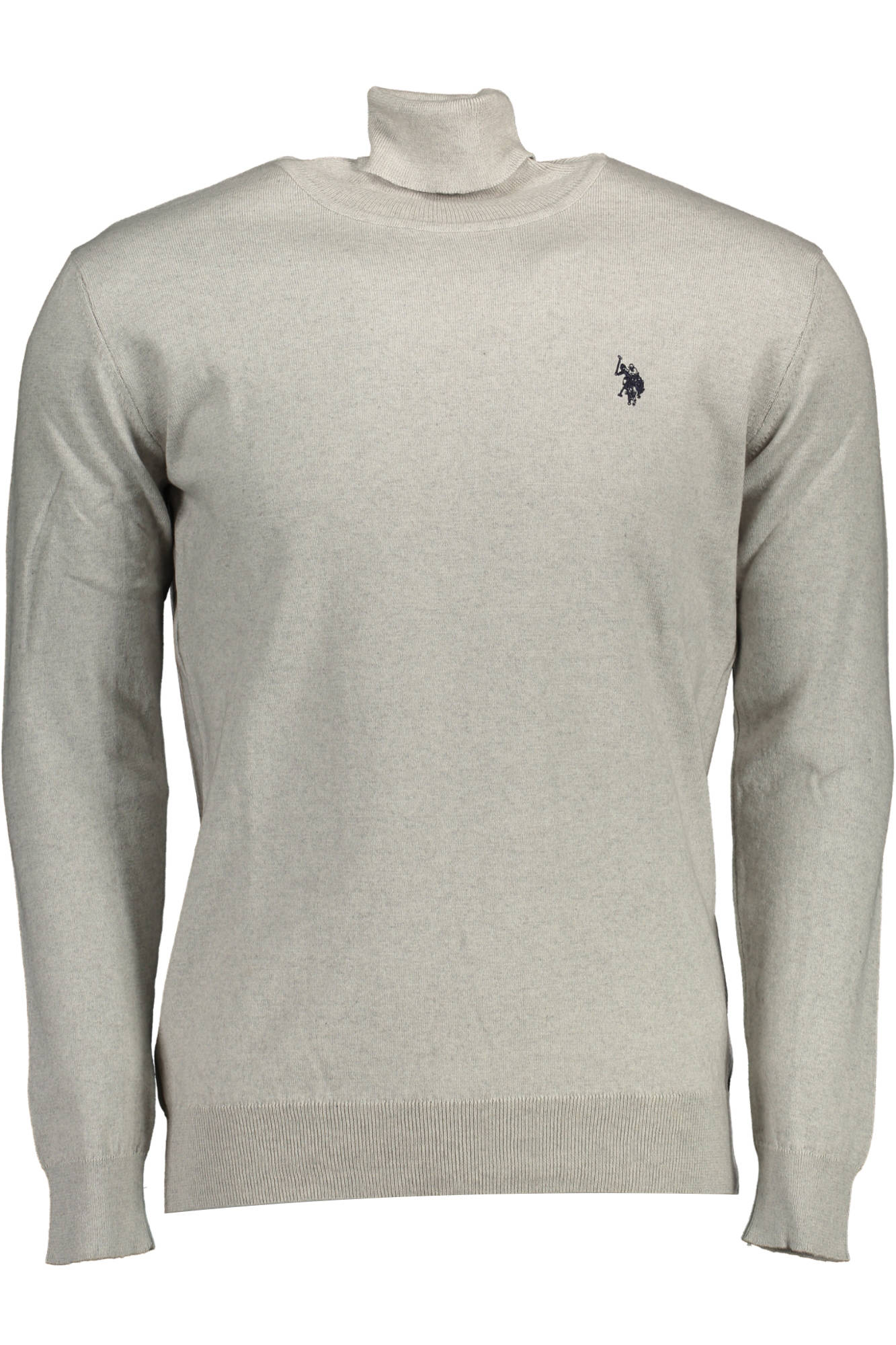 U.S. POLO Rollkragen-Poloshirt Herren – Weißes Winter-Shirt aus Baumwolle & Kaschmir Grau