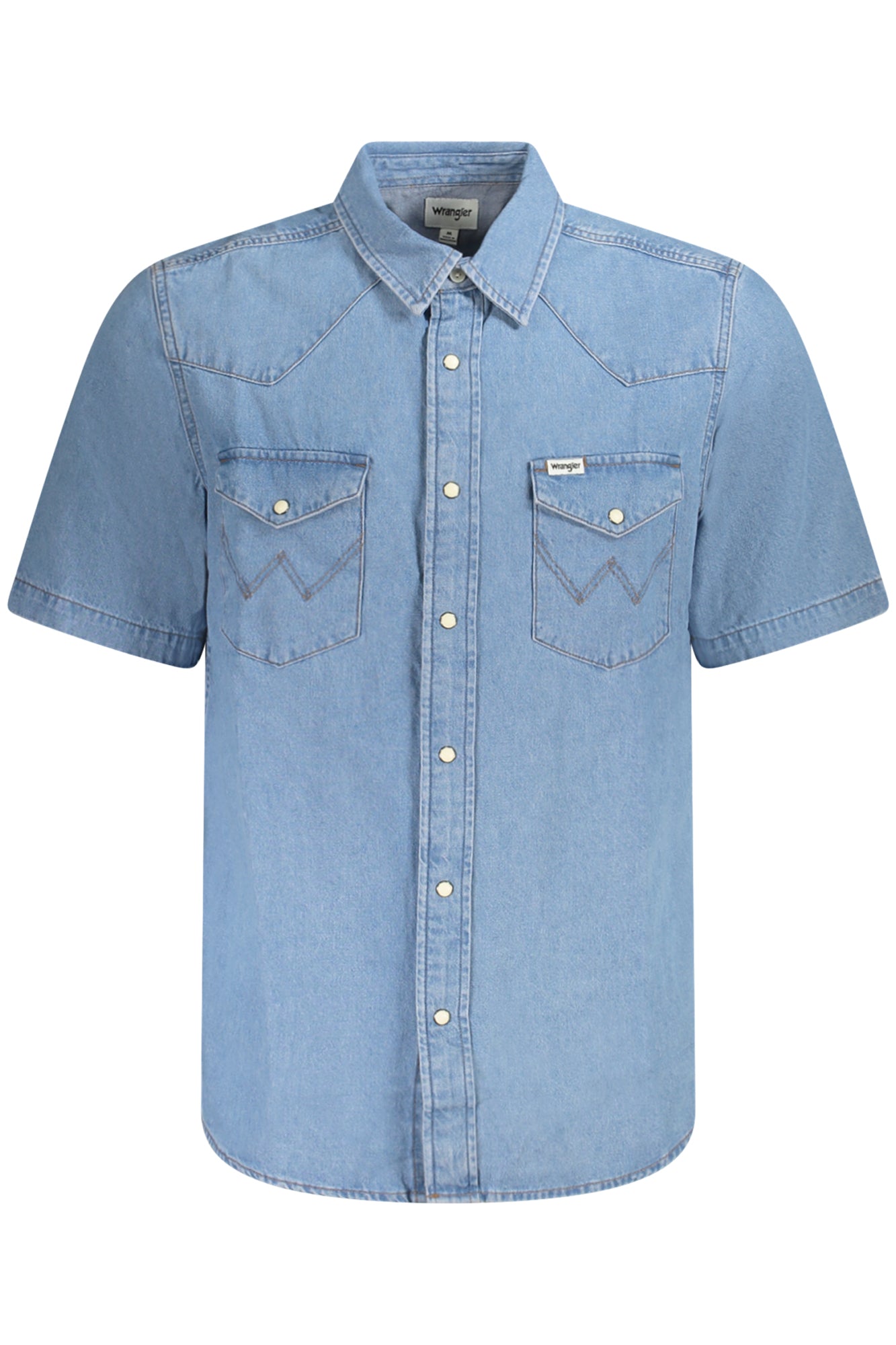 WRANGLER Kurzarmhemd Herren – Denim Westernhemd in Blau für Sommer Hellblau