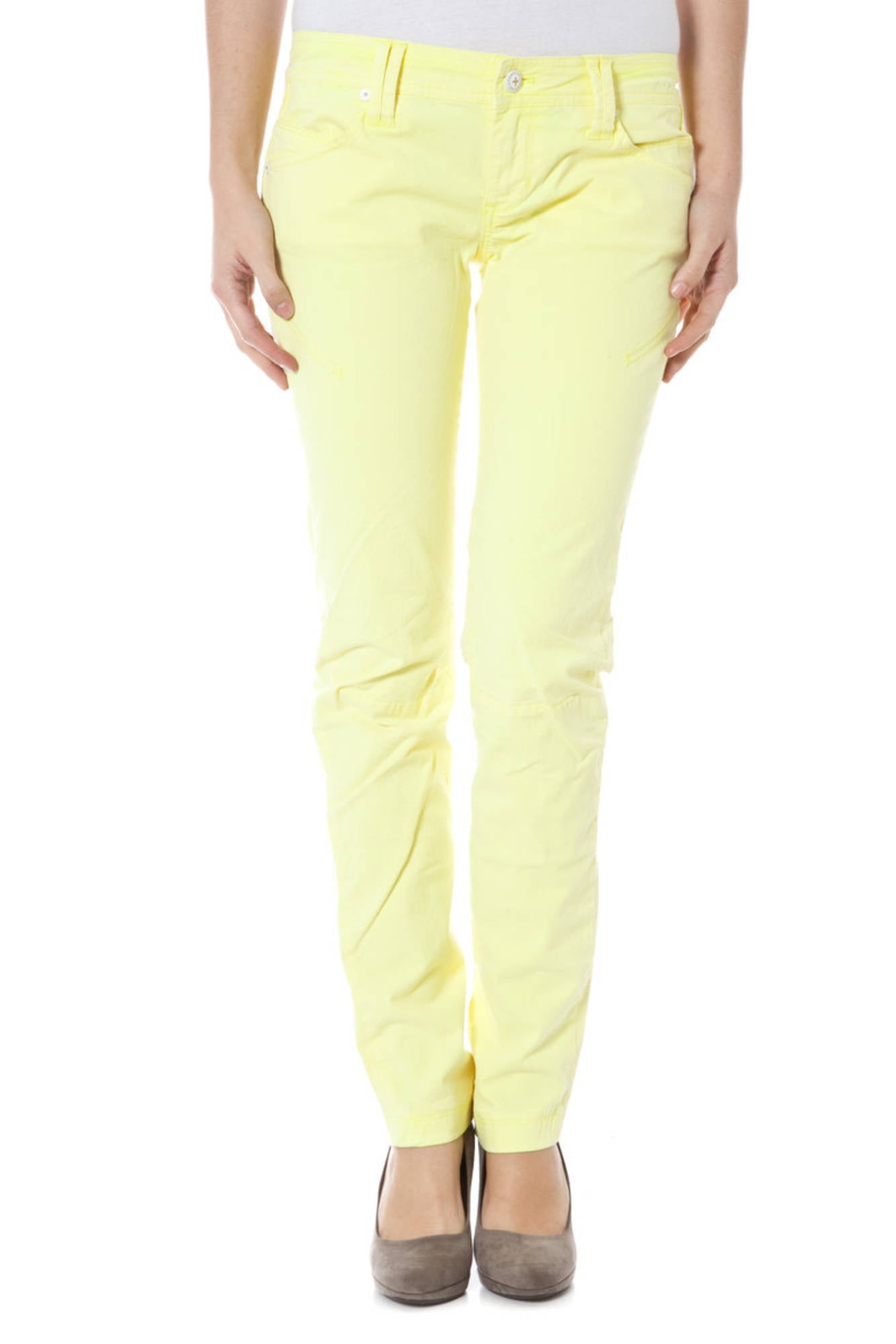 ZUELEMENTS Gelbe Damenhose – 6-Pocket Design mit schmaler Beinform | soulluna.de Gelb