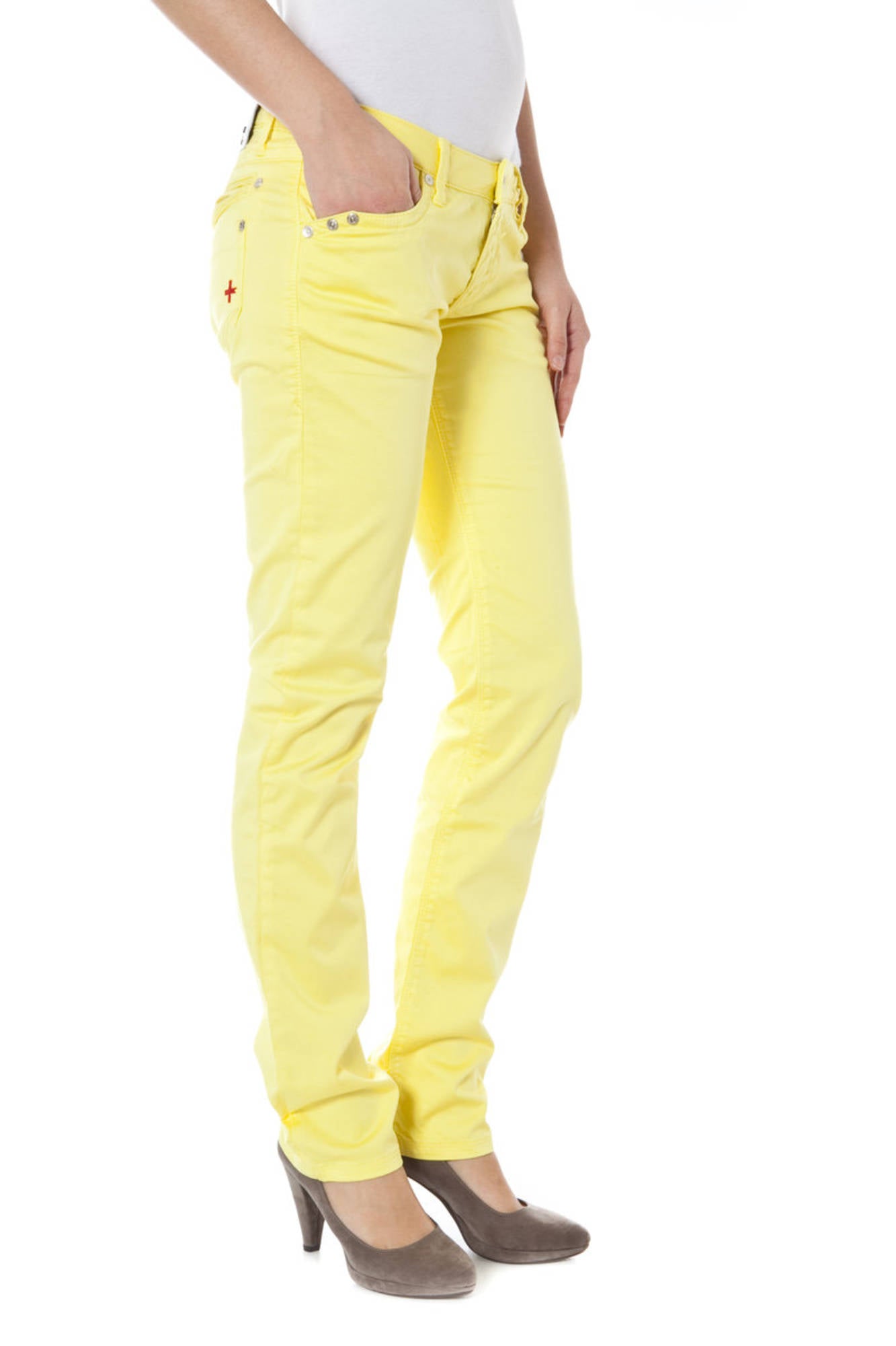ZUELEMENTS Damen Hosen – mit Taschen, mit Reißverschluss Gelb