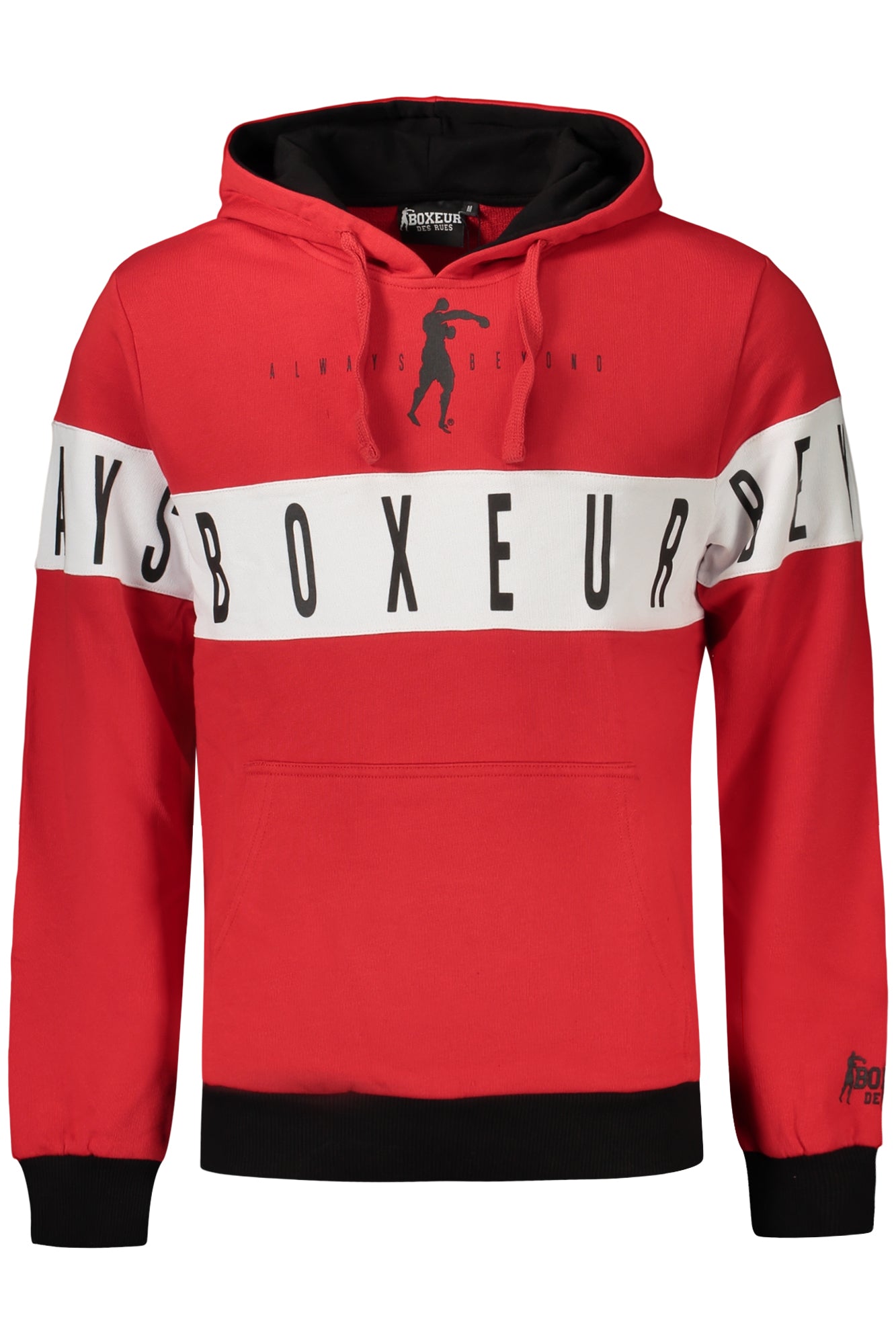 BOXEUR DES RUES Herren Sweatshirt – mit Kapuze, Fleece Rot