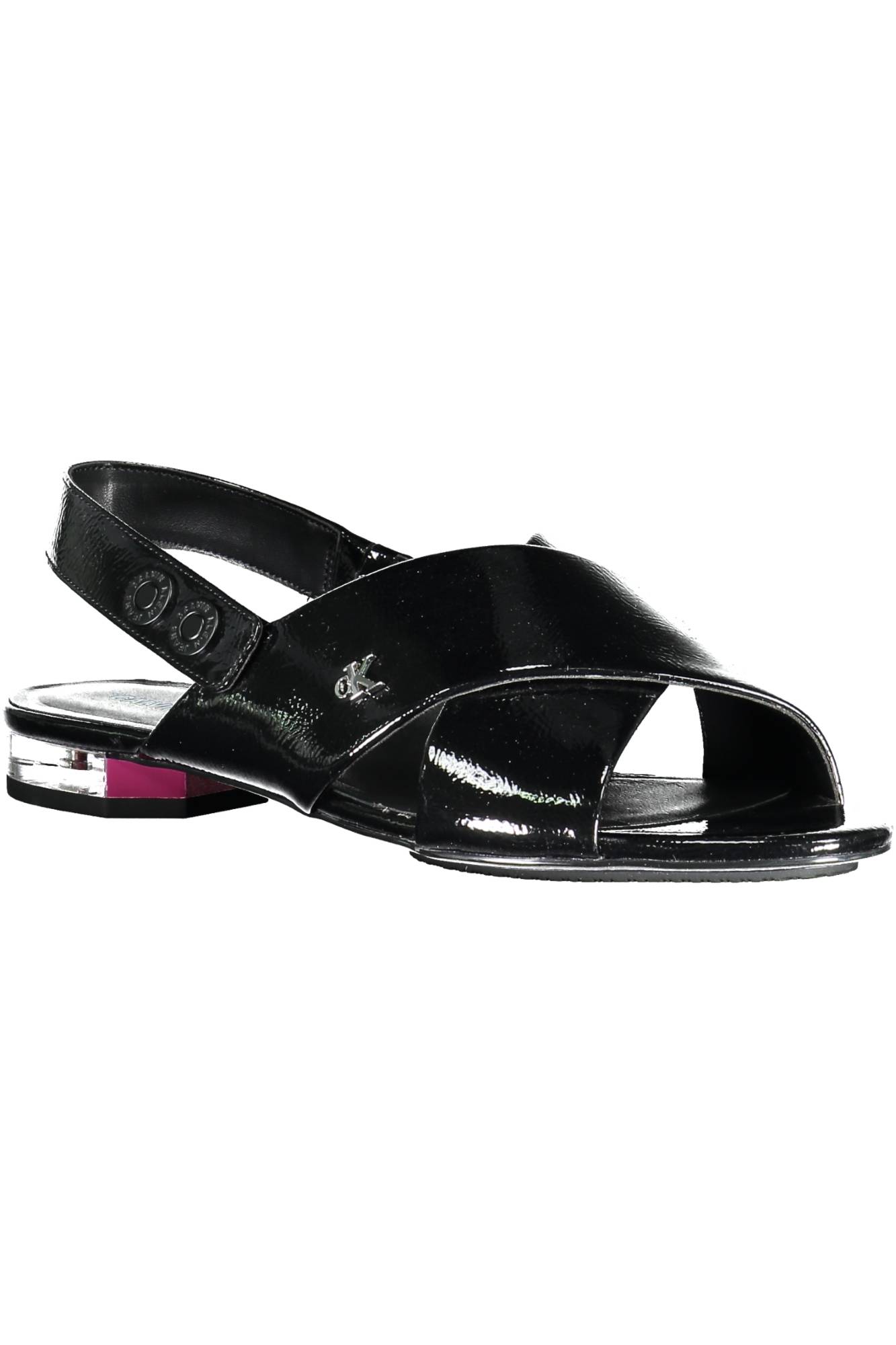 CALVIN KLEIN Damen Sandale Schwarz – Flache Sommersandale mit Logo | soulluna.de Schwarz