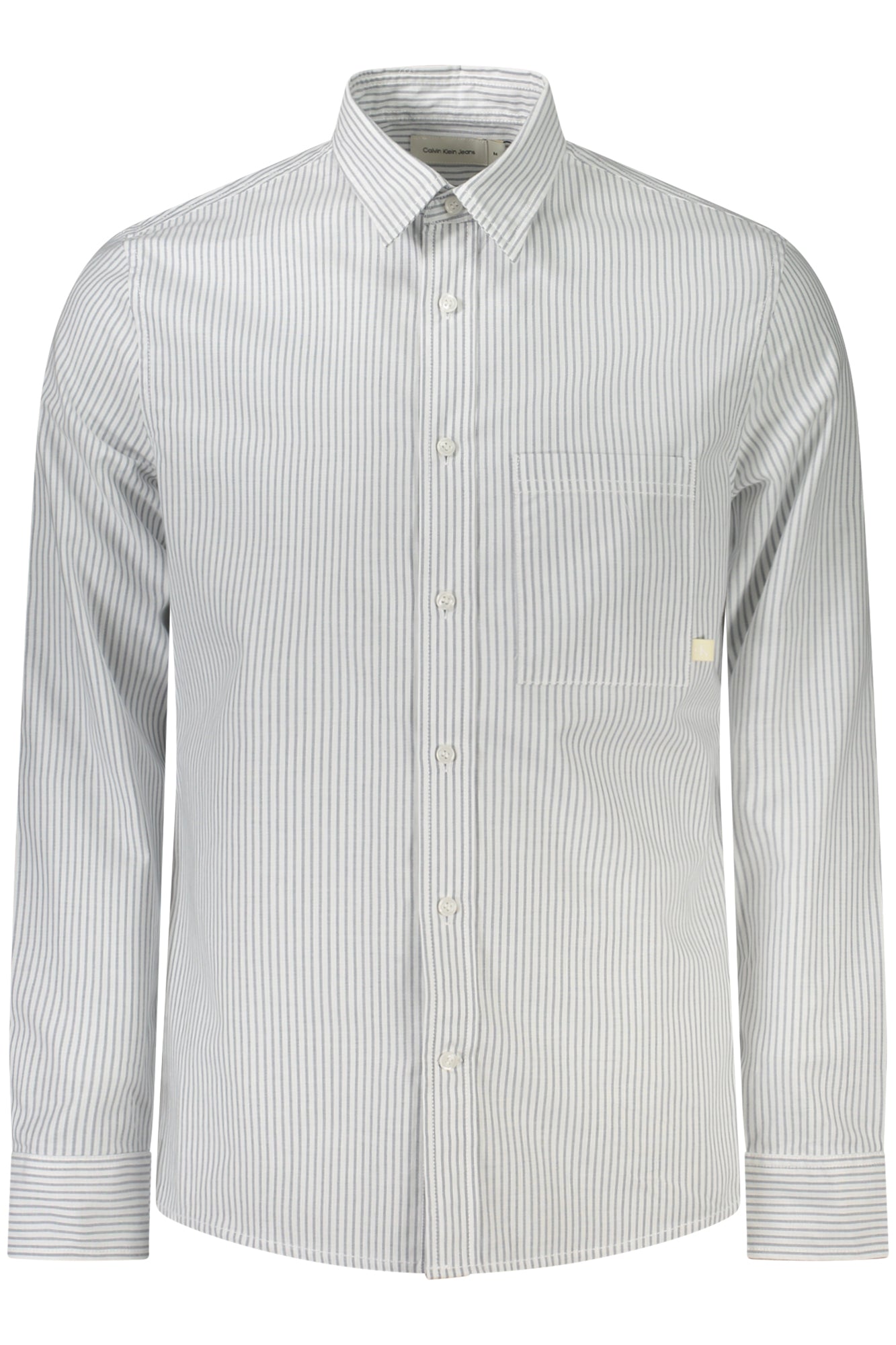 CALVIN KLEIN Langarmshirt Herren Weiss – Italienischer Kragen aus 100% Baumwolle Weiß