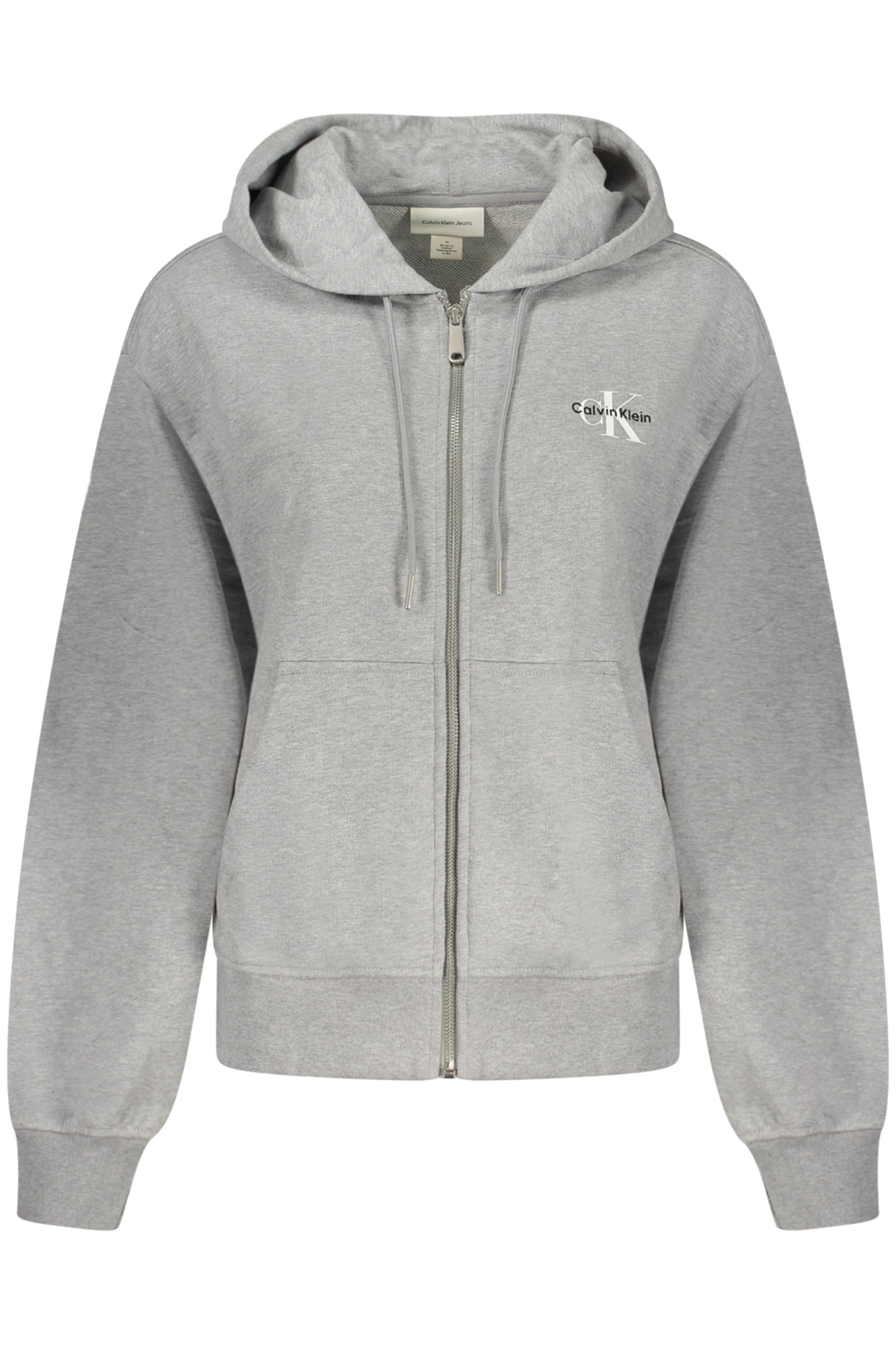 Calvin Klein Damen-Sweatshirt mit Reißverschluss – Graues Kapuzen-Sweatshirt aus Bio-Baumwolle Grau
