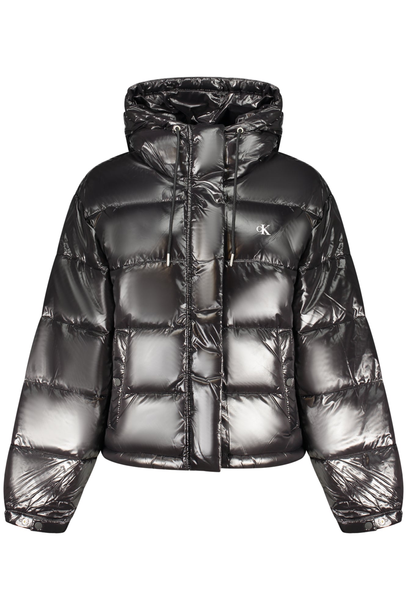 CALVIN KLEIN Damen Jacke – mit Kapuze, mit Taschen Schwarz