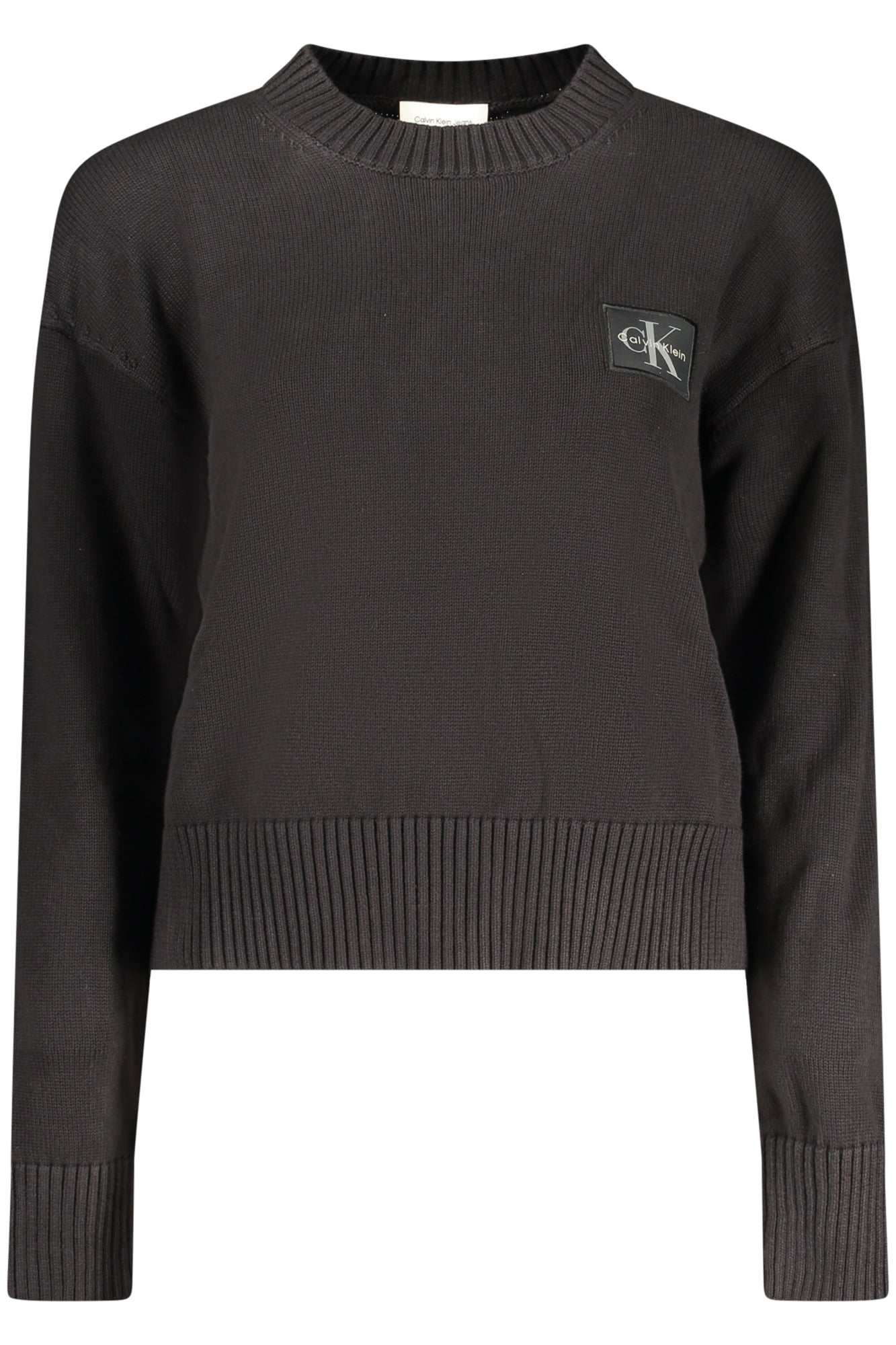 Calvin Klein Pullover Damen – Schwarzer Baumwoll-Pullover mit Logo Schwarz Main image