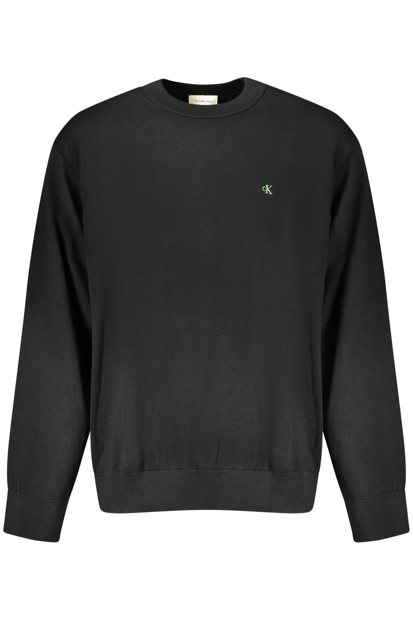 CALVIN KLEIN Herrenpullover weiß – Runde Halsausschnitt mit Logo-Stickerei Schwarz