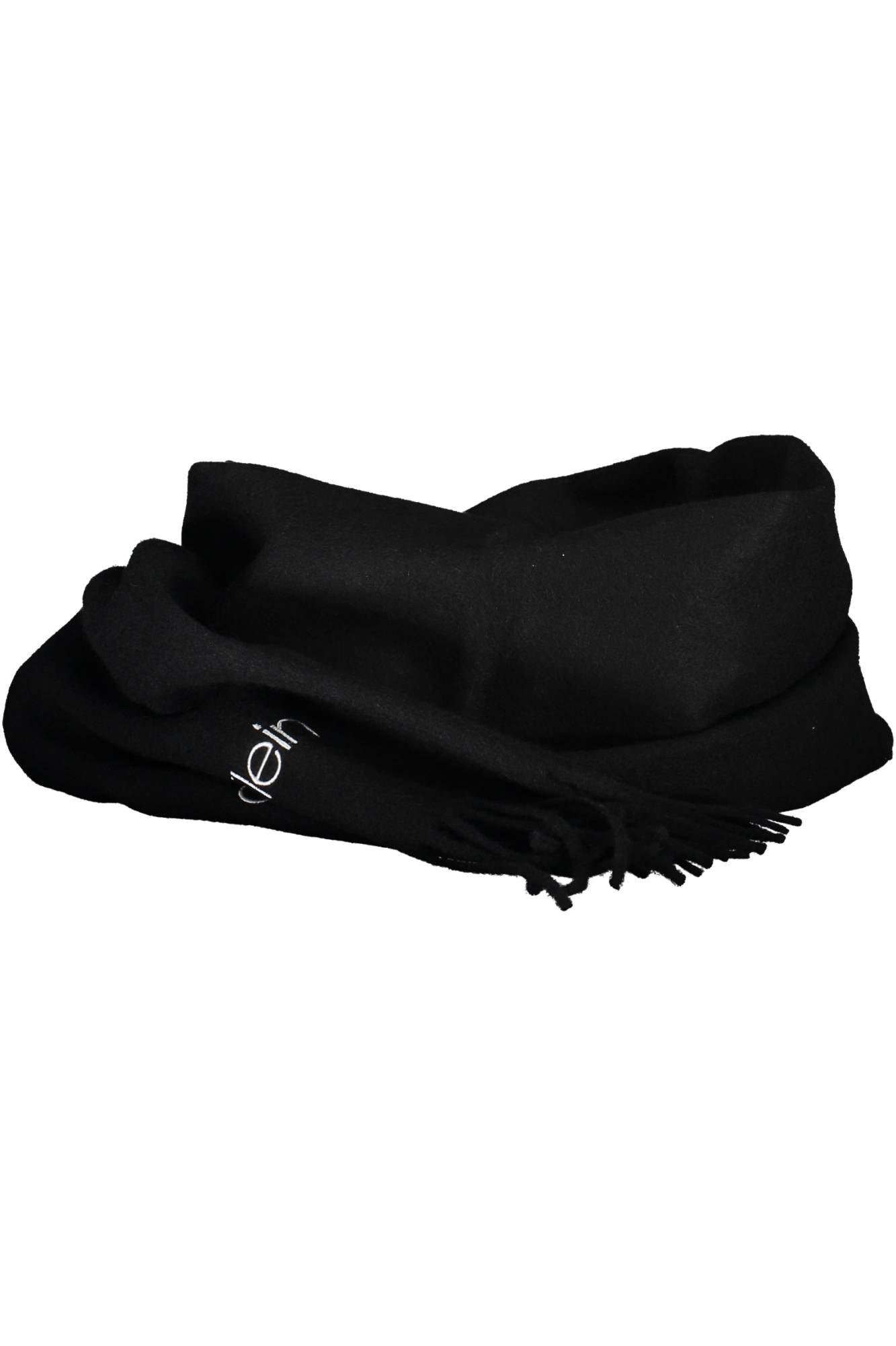 CALVIN KLEIN Schal Herren – Schwarzer Woll-Mix Schal mit Logo-Stickerei Schwarz