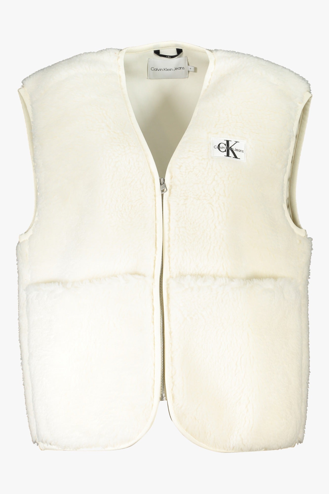 Calvin Klein Ärmellose Jacke Damen – Weiße Winterjacke mit Logo-Applikation Weiß