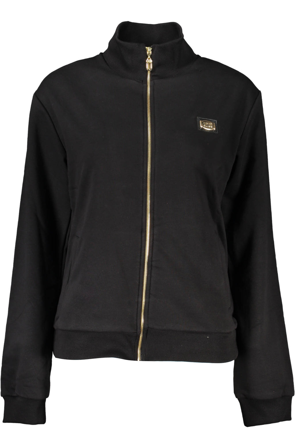 CAVALLI CLASS DAMEN-SWEATSHIRT MIT ZIP-UP-MUSTER SCHWARZ