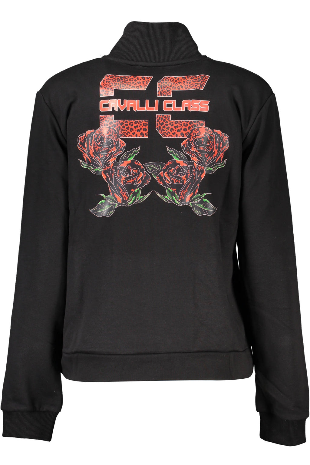 CAVALLI CLASS DAMEN-SWEATSHIRT MIT ZIP-UP-MUSTER SCHWARZ